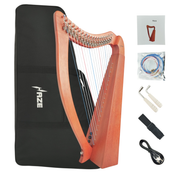 (PREORDER) Haze WH19MHEQ 19-String Acoustic-Electric Lever-Fitted Lap Harp - Light Brown Mahogany Harp with Maple Soundboard