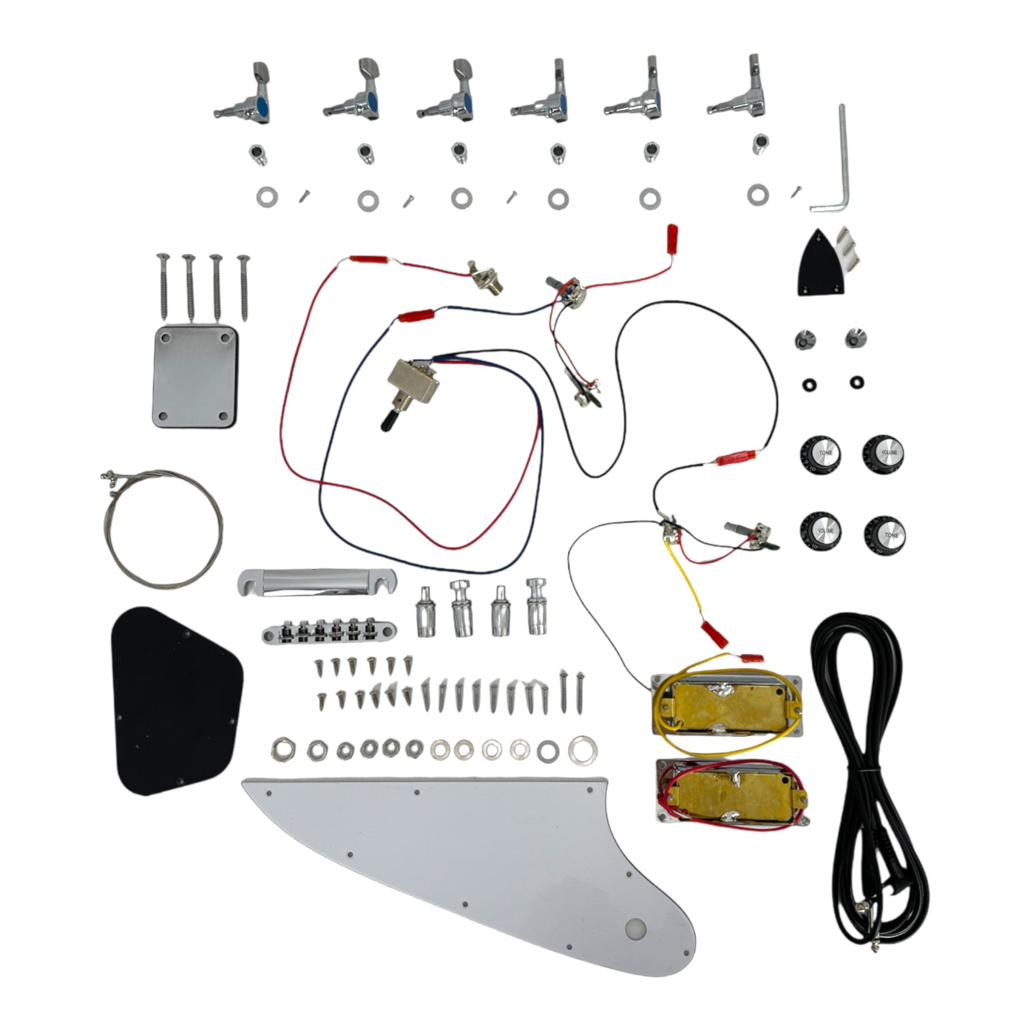 HSFB1930MDIY Solid Mahogany Bolt-On Neck HFB H-H Electric Guitar DIY Kit - Complete No-Soldering w/ White Pickguard & Chrome Hardware