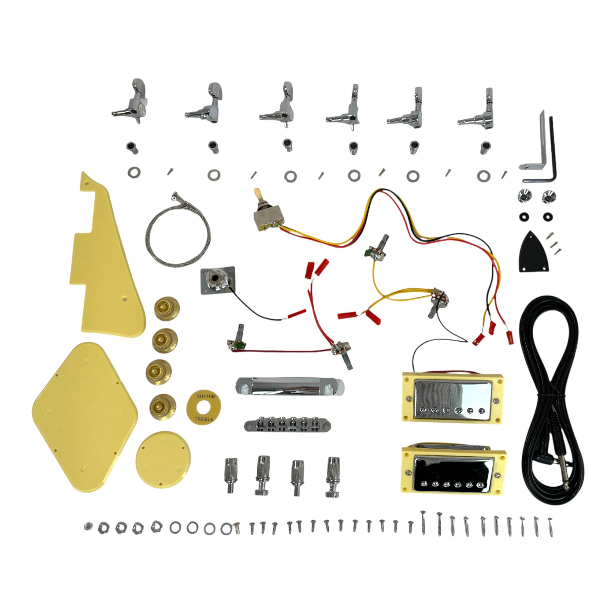 HSLPP19380BDIY Solid Basswood Body Maple Set-Neck HLP H-H Electric Guitar DIY Kit -Complete No-Soldering w/ IvoryTrims & Chrome Hardware