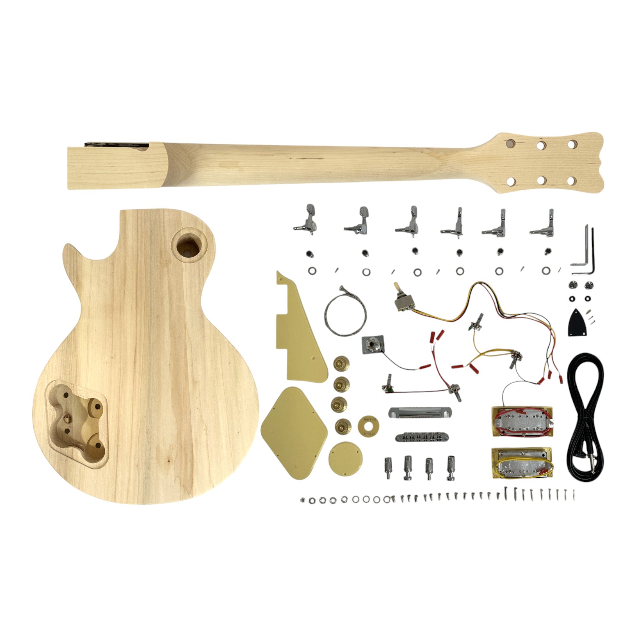 HSLPP19380BDIY Solid Basswood Body Maple Set-Neck HLP H-H Electric Guitar DIY Kit -Complete No-Soldering w/ IvoryTrims & Chrome Hardware