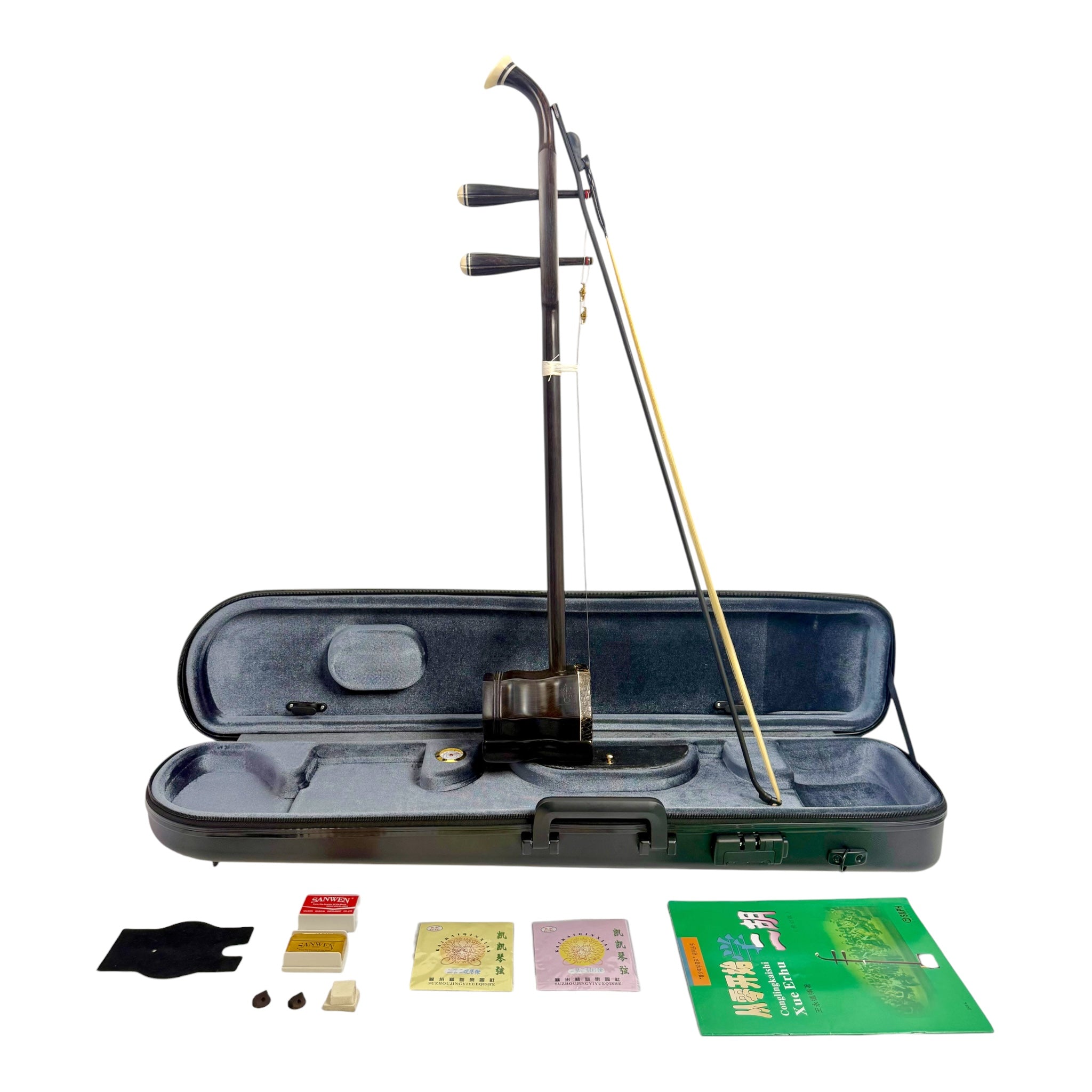 Hua Yin 华音 HY132EQ "Twilight Crest" Ebony Erquan Erhu - Premium Travel Hard Case - Professional Series