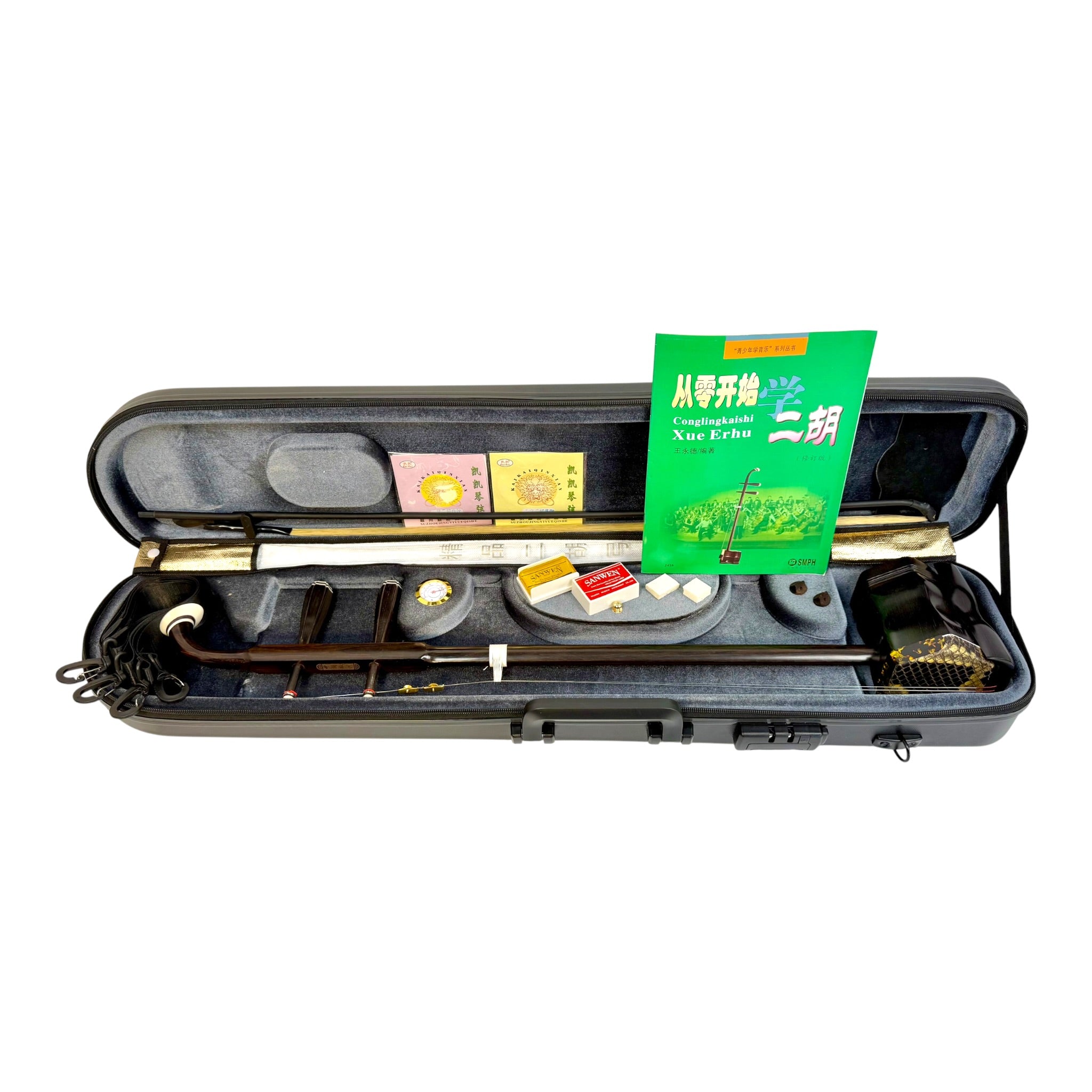 Hua Yin 华音 HY132EQ "Twilight Crest" Ebony Erquan Erhu - Premium Travel Hard Case - Professional Series