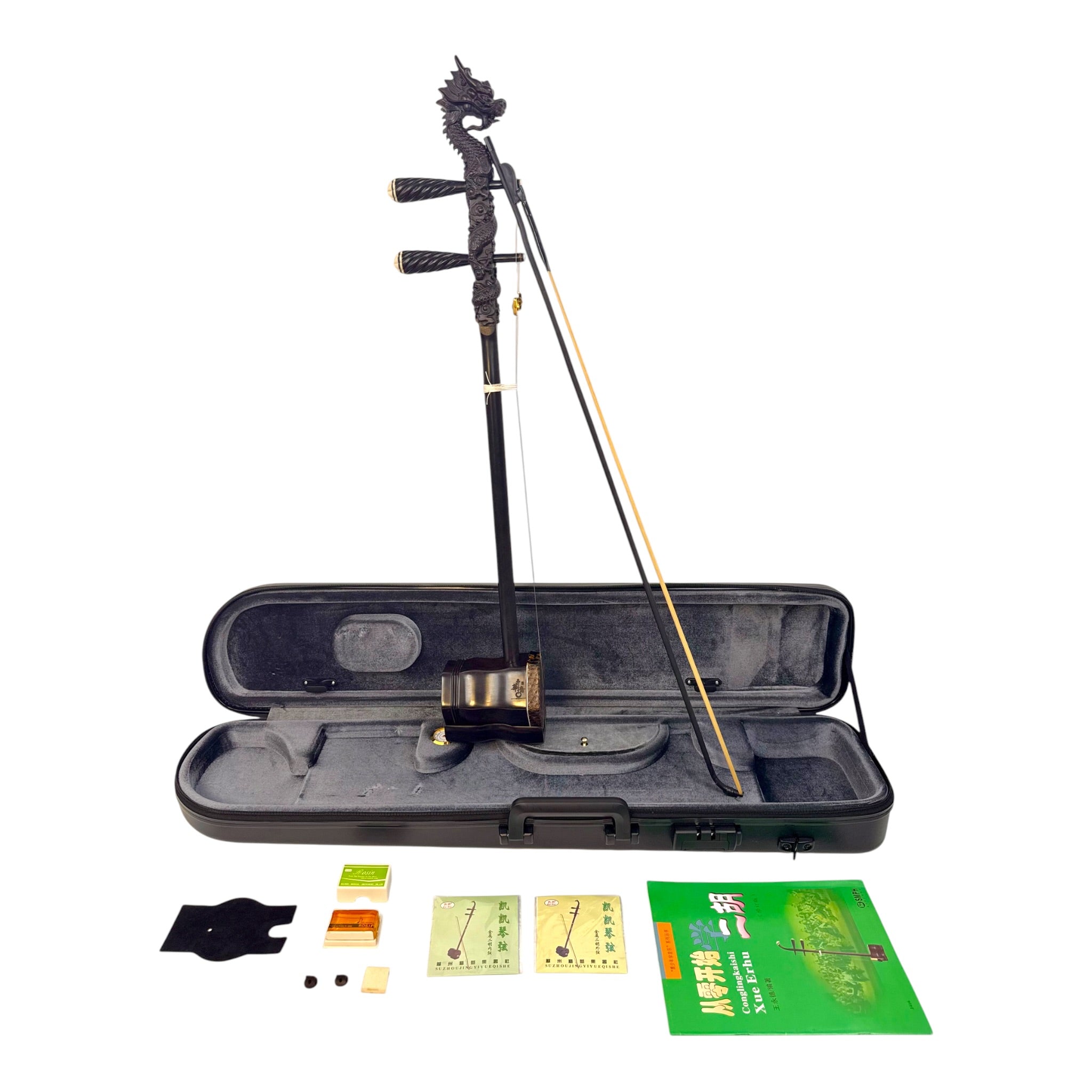 Hua Yin 华音 HY132L1 "Blossom Dragon" Ebony Erhu - Premium Travel Hard Case - Professional Series
