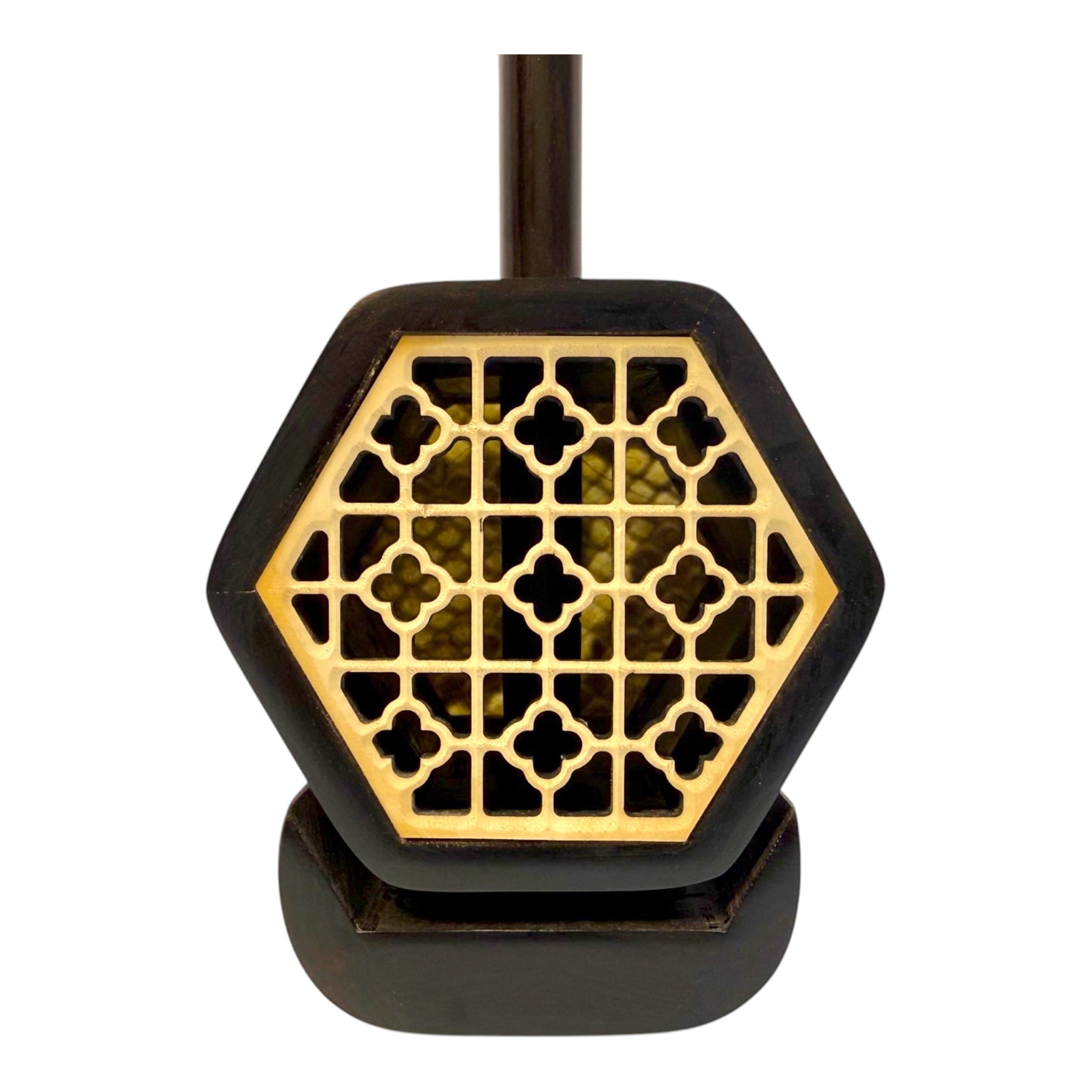 Hua Yin HY132S “Sacred Lotus” Ebony Erhu with Silver Inlay - Premium Travel Hard Case - Professional Series