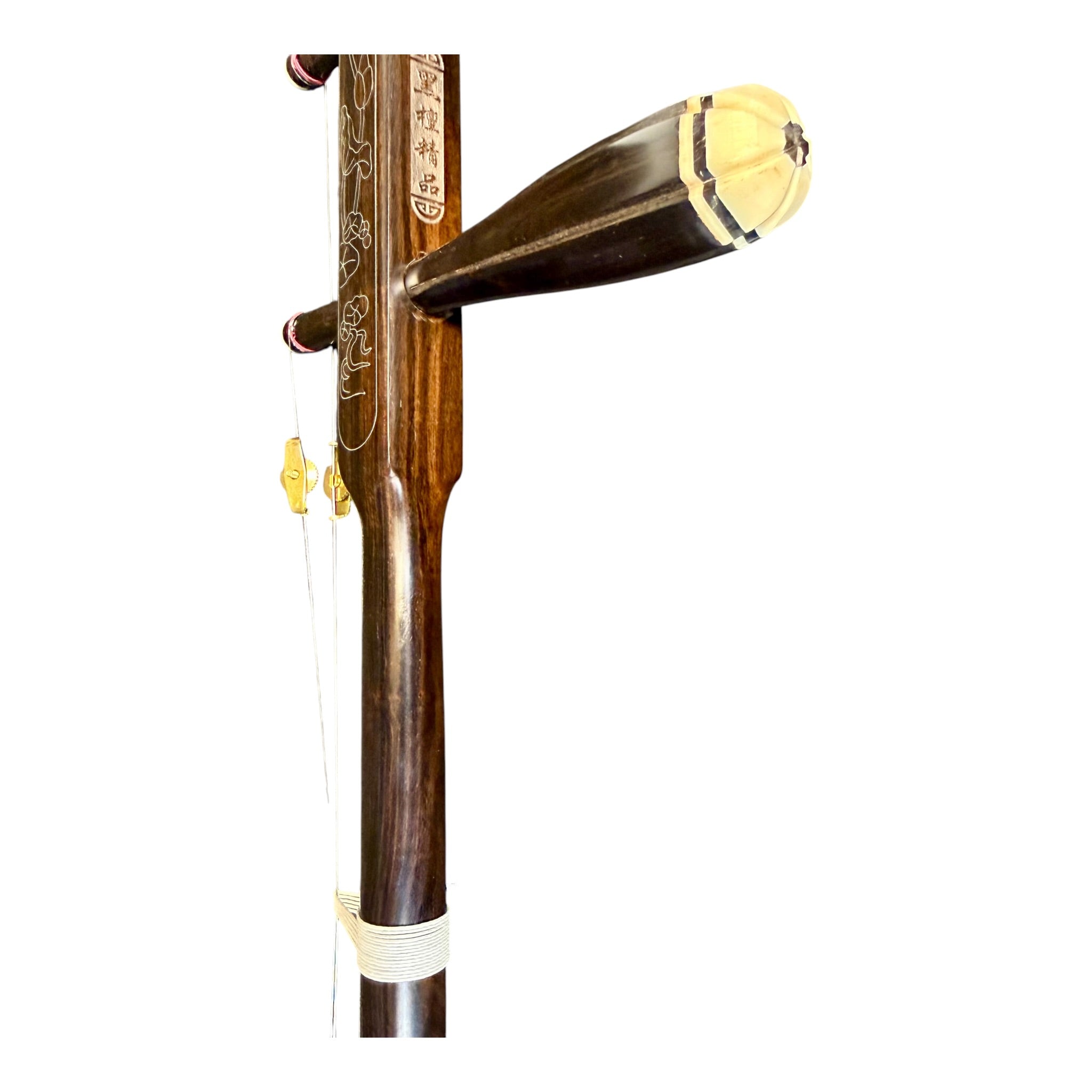 Hua Yin HY132S “Sacred Lotus” Ebony Erhu with Silver Inlay - Premium Travel Hard Case - Professional Series