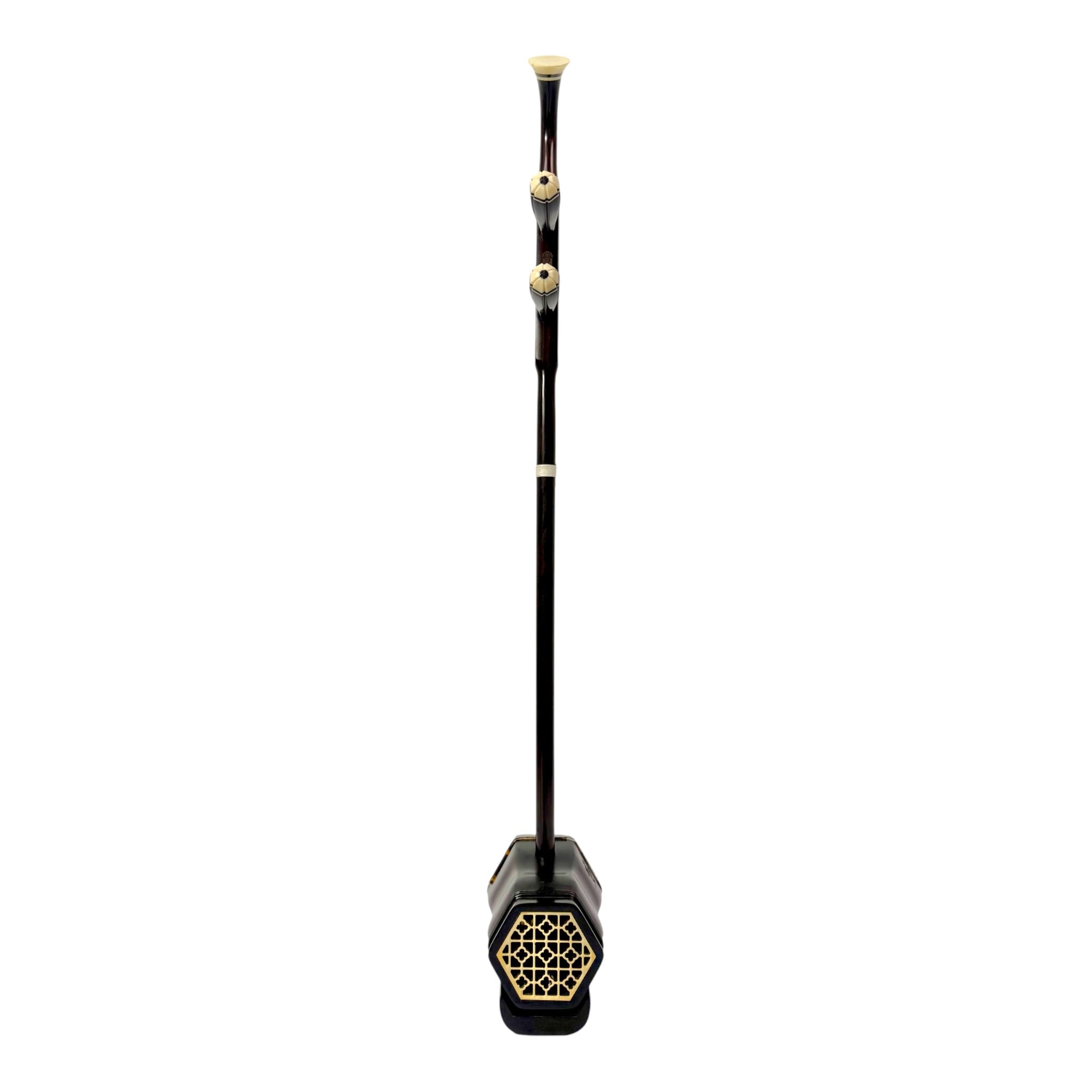 Hua Yin HY132S “Sacred Lotus” Ebony Erhu with Silver Inlay - Premium Travel Hard Case - Professional Series