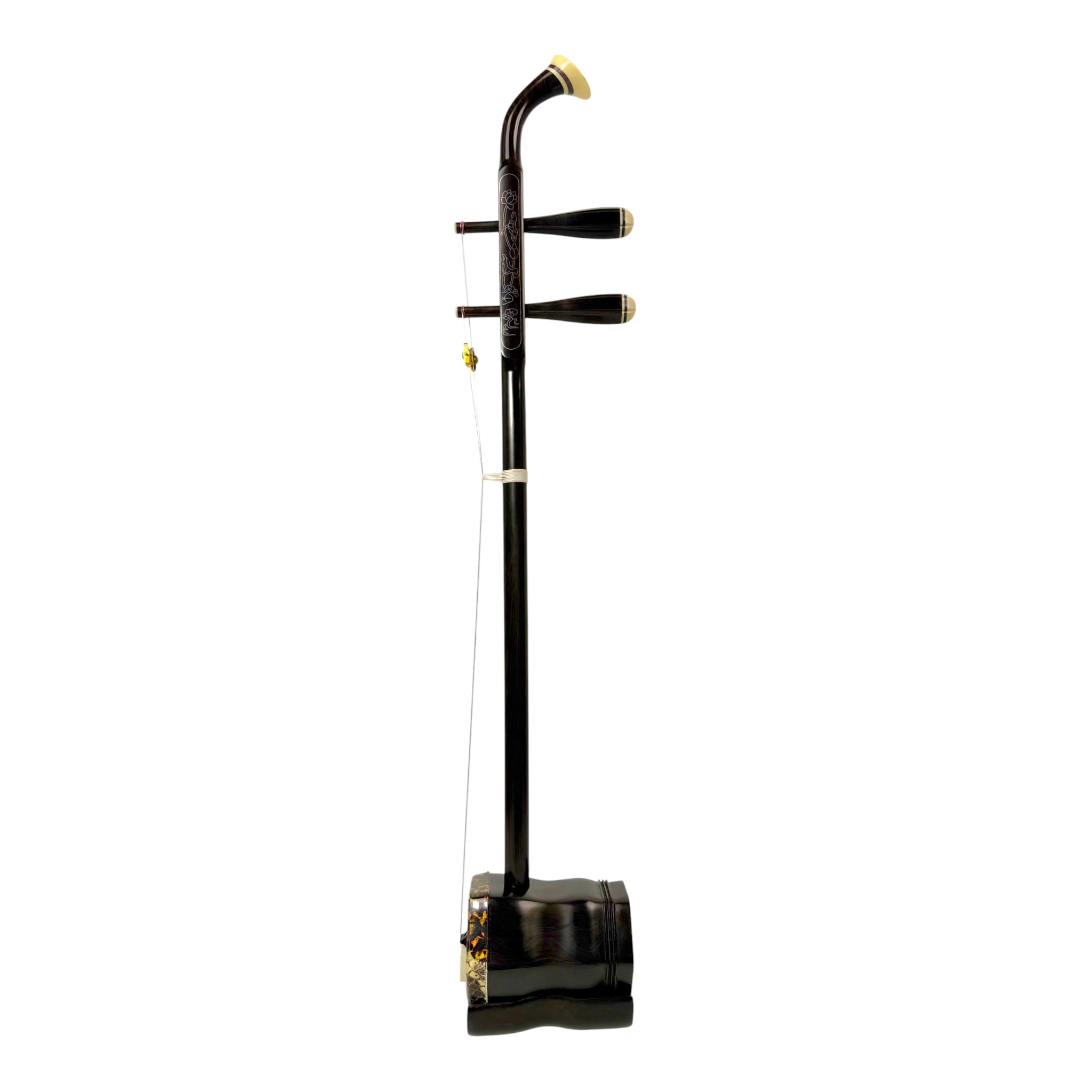 Hua Yin HY132S “Sacred Lotus” Ebony Erhu with Silver Inlay - Premium Travel Hard Case - Professional Series