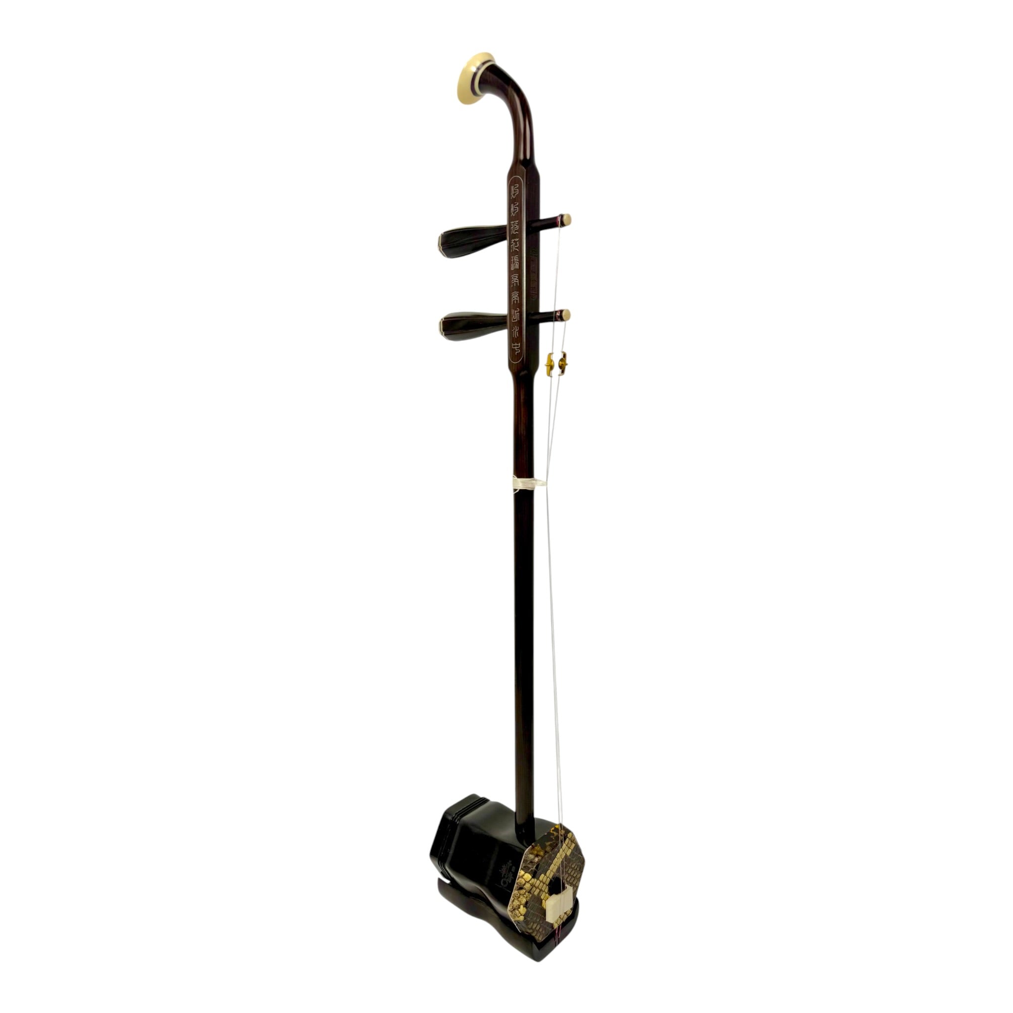 Hua Yin HY132S “Sacred Lotus” Ebony Erhu with Silver Inlay - Premium Travel Hard Case - Professional Series