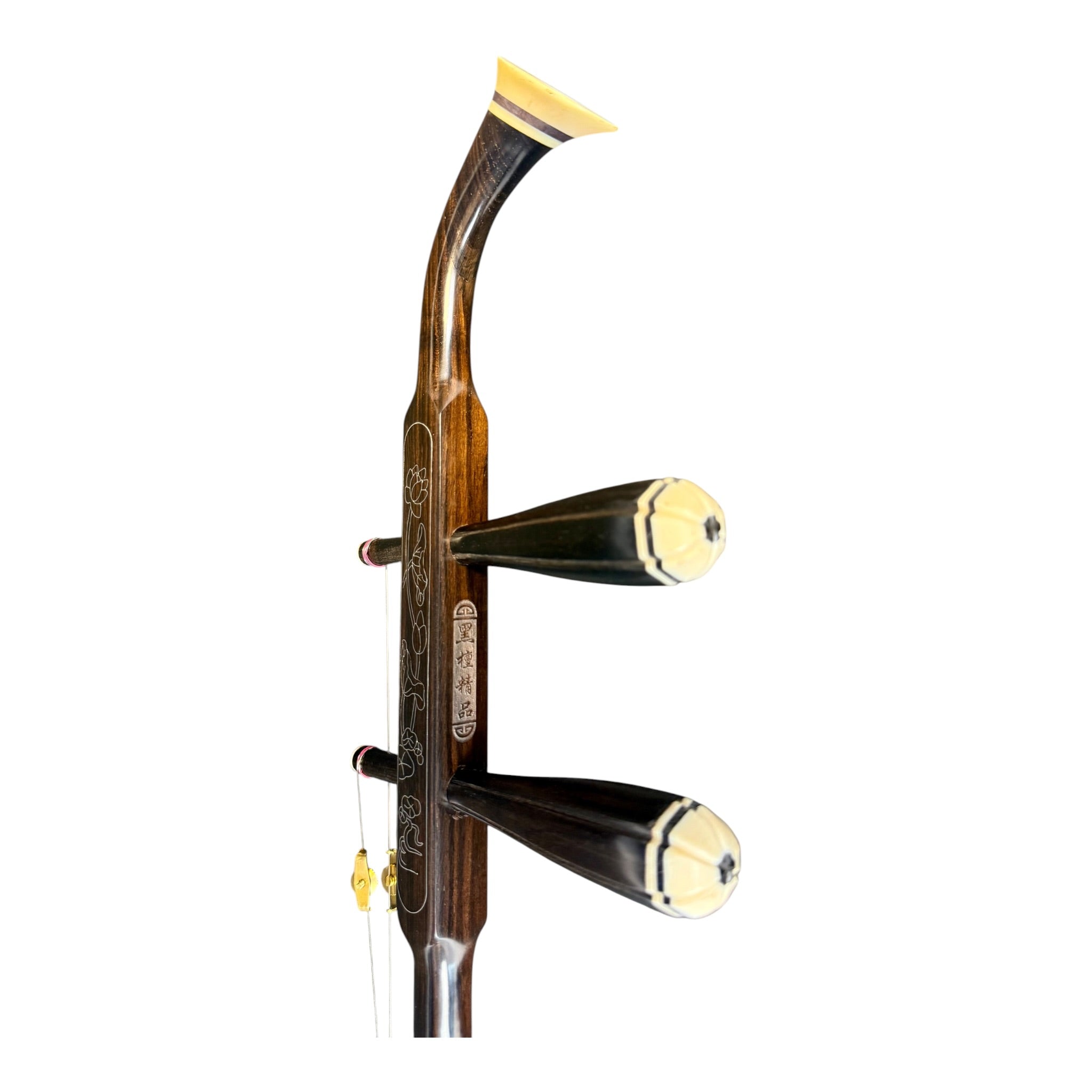 Hua Yin HY132S “Sacred Lotus” Ebony Erhu with Silver Inlay - Premium Travel Hard Case - Professional Series