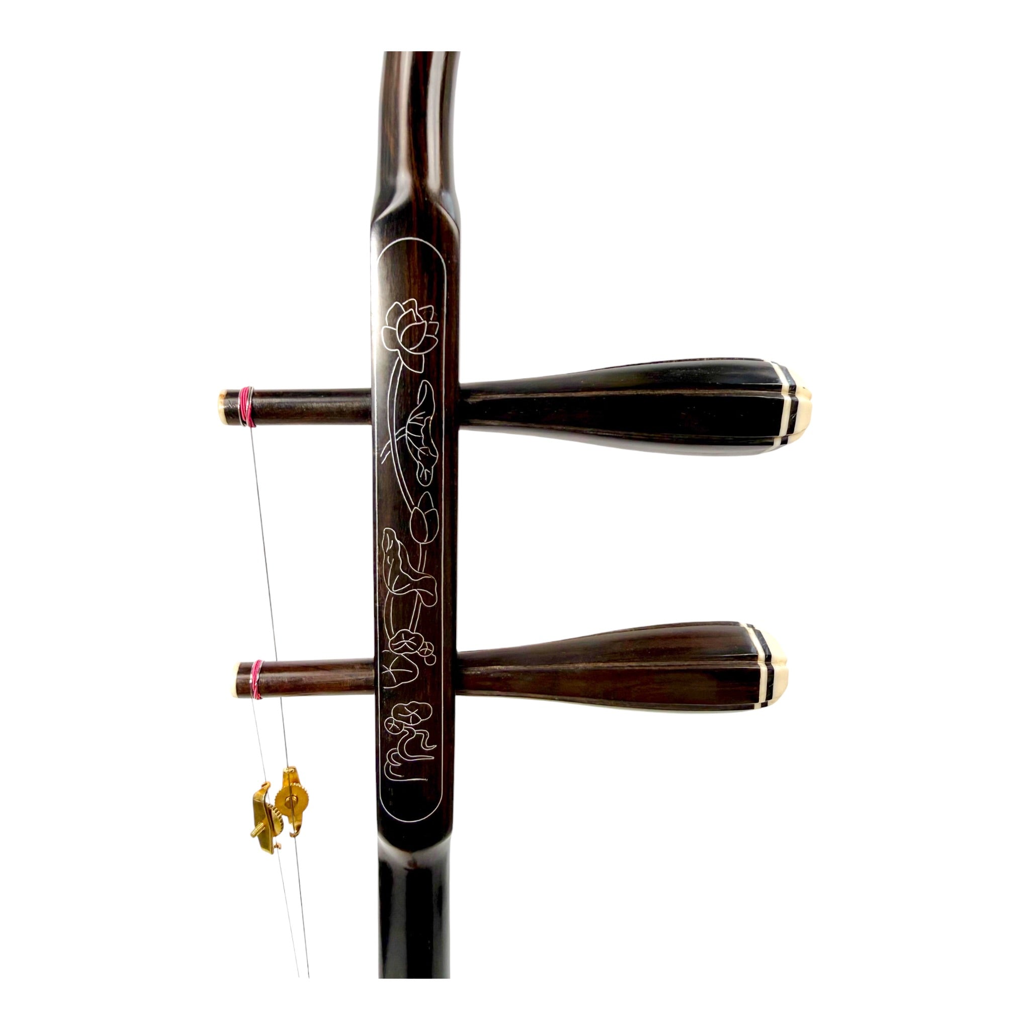 Hua Yin HY132S “Sacred Lotus” Ebony Erhu with Silver Inlay - Premium Travel Hard Case - Professional Series