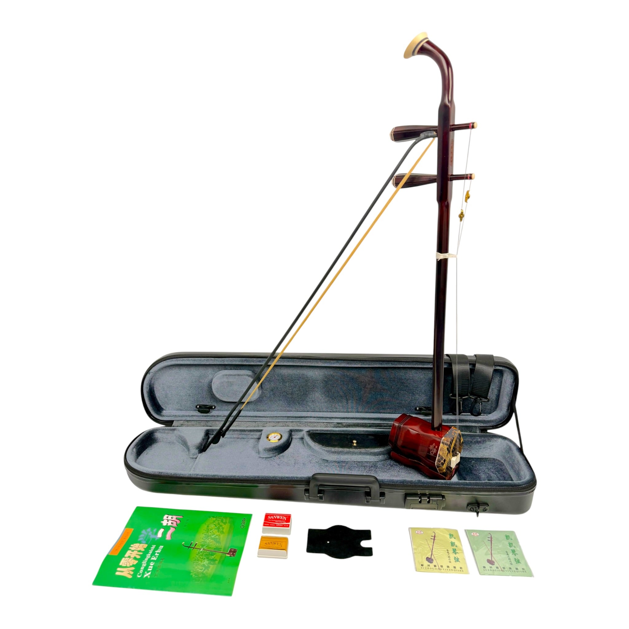 Hua Yin HY134B "Sunrise Crest" Zitan Sandalwood Erhu - Premium Travel Hard Case - Professional Series