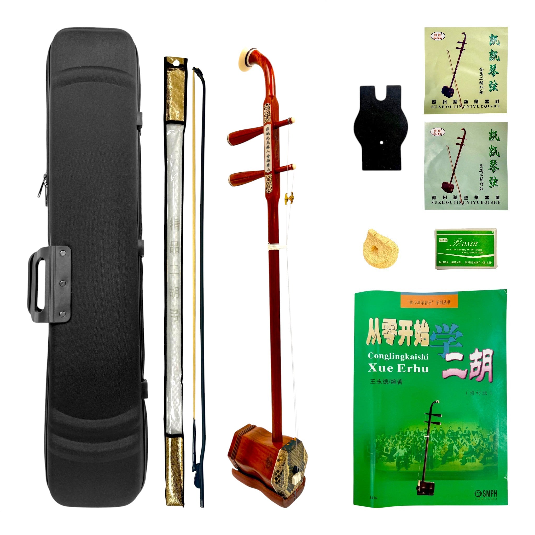 Hua Yin HYT822 African Rosewood Erhu with Carved Bone Inlays - Student Series