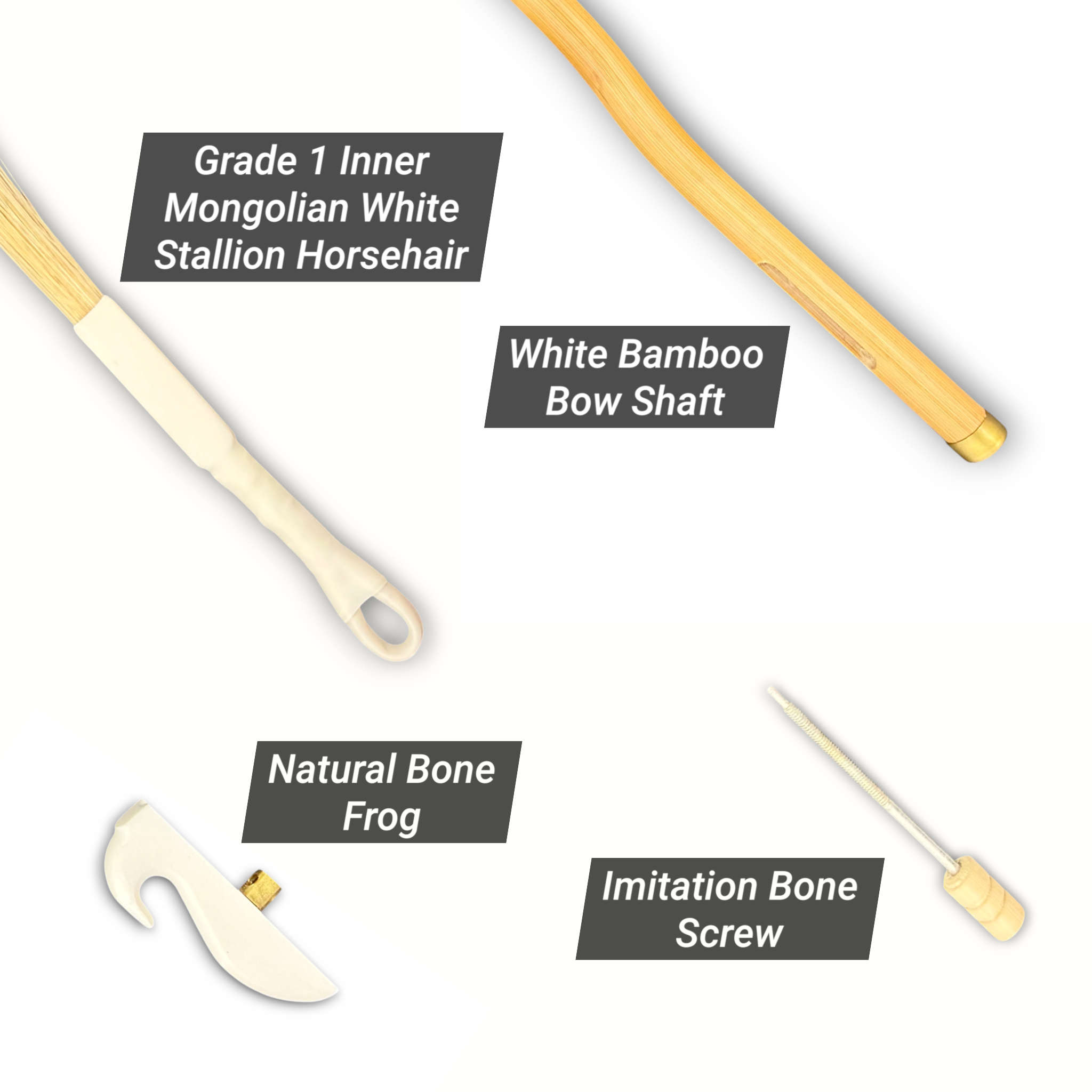 Hua Yin SAB085 Grade 1 White Bamboo White Horsehair Erhu Bow