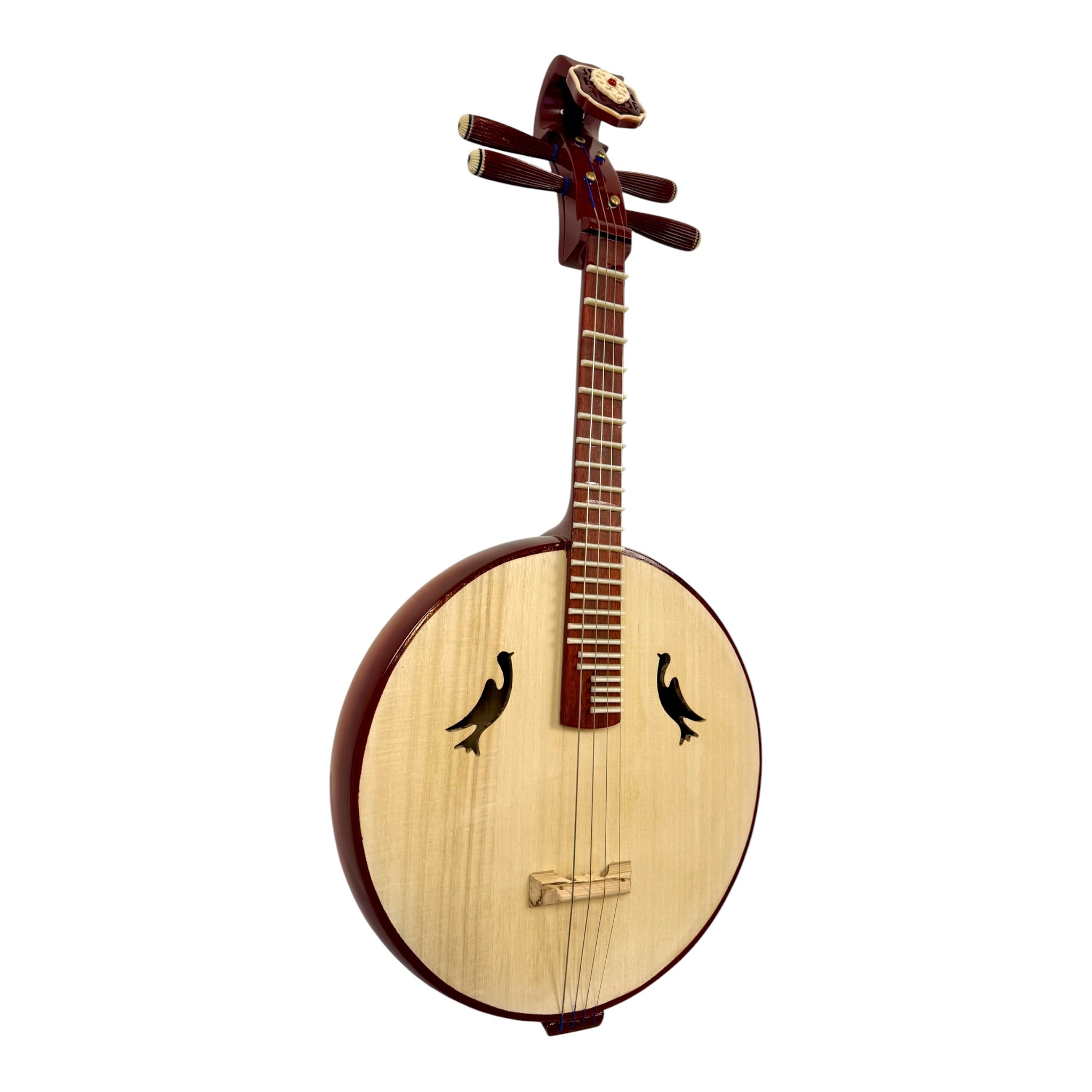 Hua Yin ZR300 Hardwood Zhongruan Chinese Moon Guitar - Traditional 4-String Tenor Ruan for Beginners & Education
