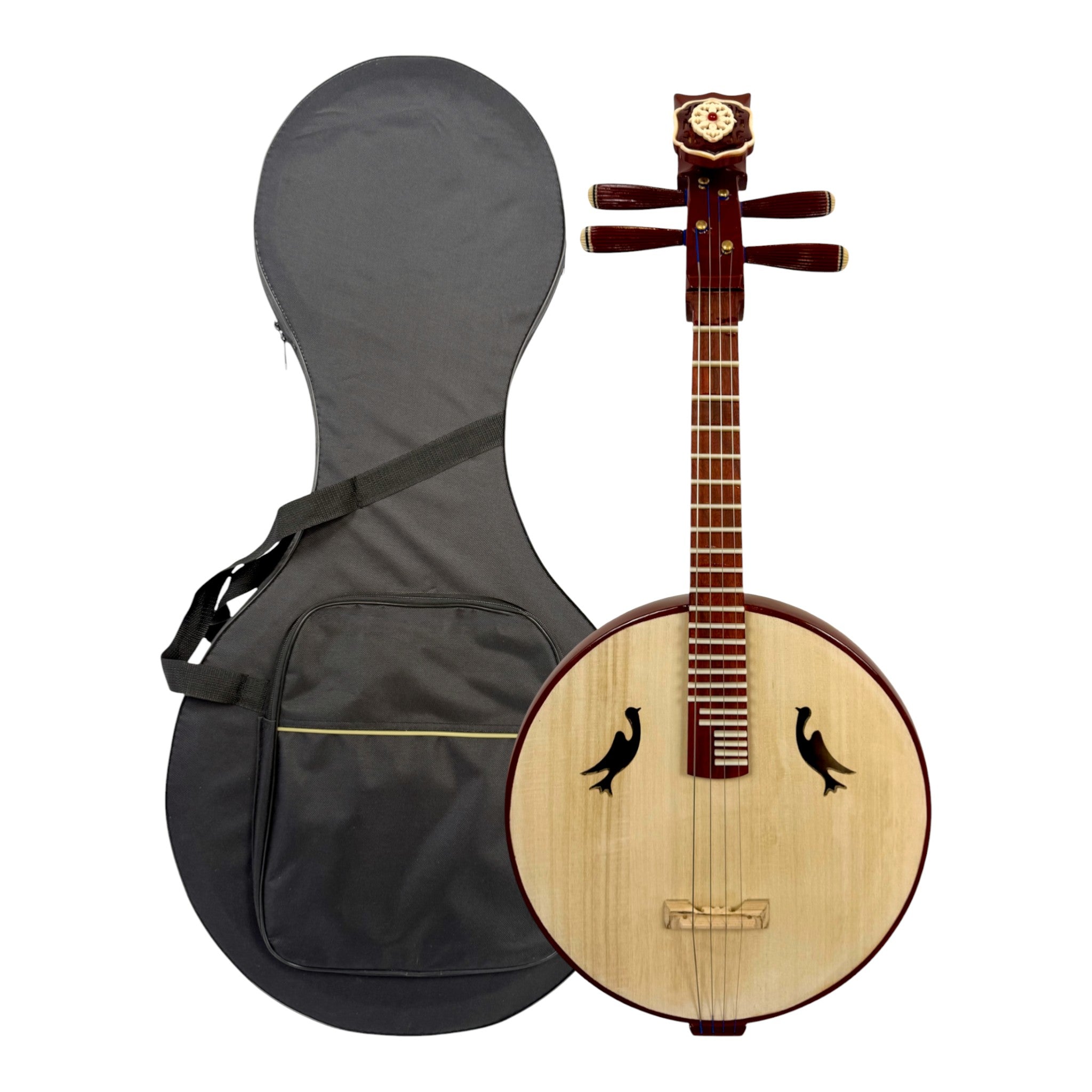 Hua Yin ZR300 Hardwood Zhongruan Chinese Moon Guitar - Traditional 4-String Tenor Ruan for Beginners & Education
