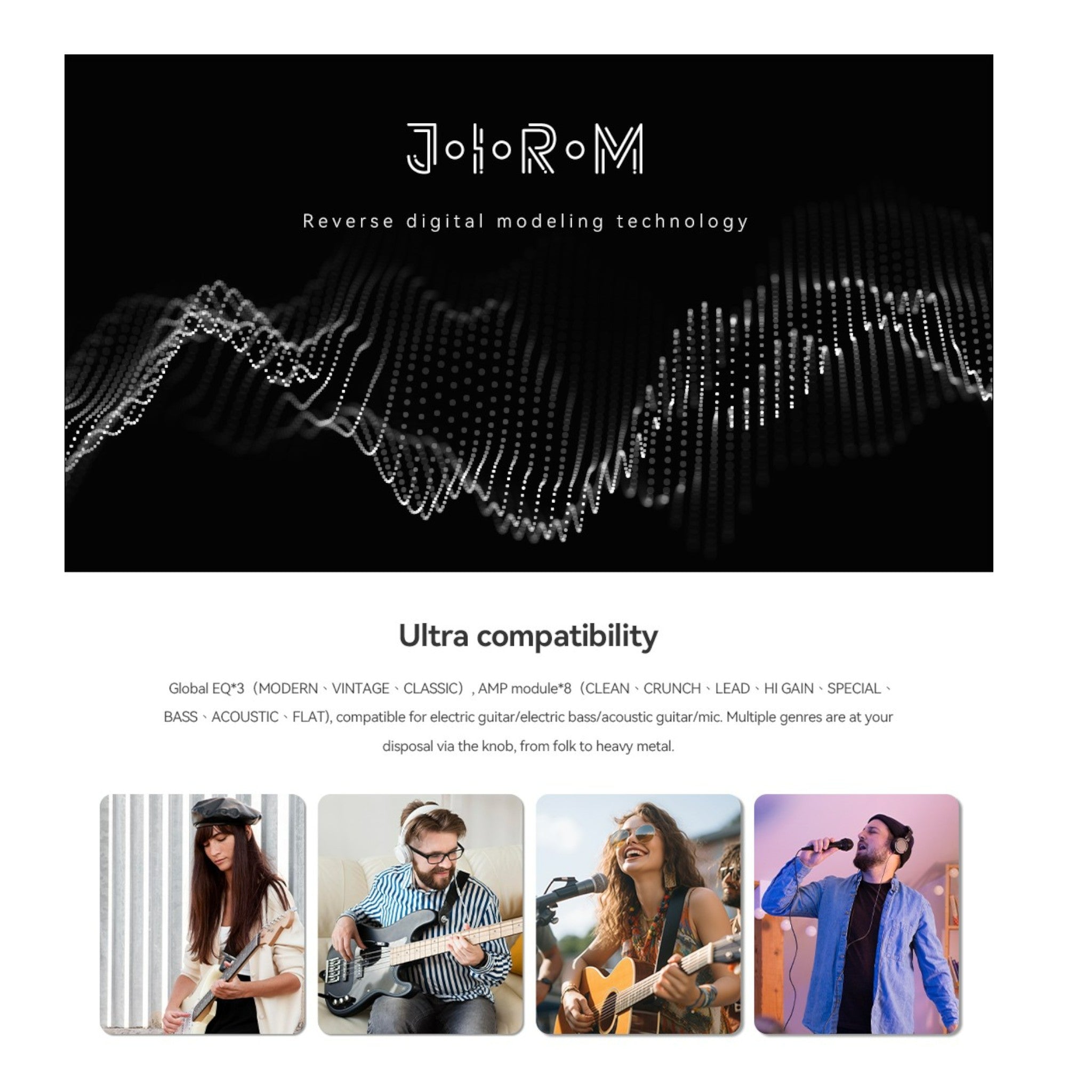 Joyo JAM BUDDY III Smart Rechargable 3-in-1 Multi-Effect Modelling Combo Guitar Stereo Amplifier w/ Bluetooth Playback & USB OTG