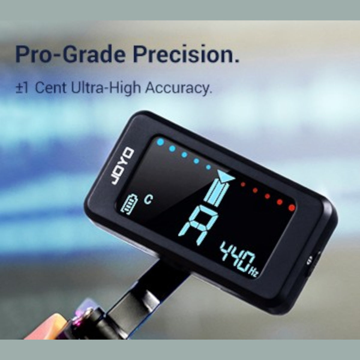 (PREORDER : EST. LATE SEPT 2026) Joyo JT480 Rechargable Professional Clip-On Extended Range Chromatic Tuner w/ Full-Colour LCD Display