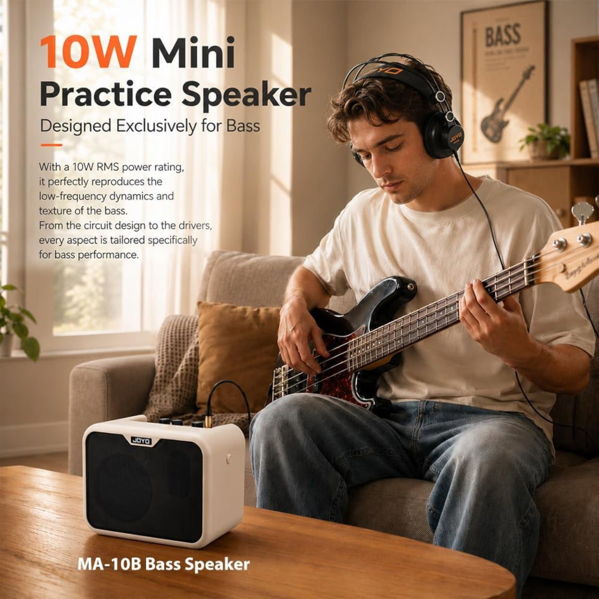 (PREORDER : EST. LATE SEPT 2026) Joyo MA10B Portable Dual-Channel 10W Mini Electric Bass Amplifier w/ 5" Full-Range Speaker