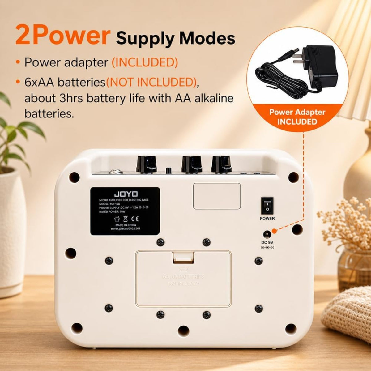 (PREORDER : EST. LATE SEPT 2026) Joyo MA10B Portable Dual-Channel 10W Mini Electric Bass Amplifier w/ 5" Full-Range Speaker
