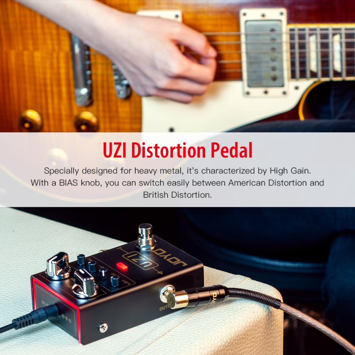 (PREORDER : EST LATE SEPT 2026) Joyo R03 "Uzi" High-Gain Heavy Distortion Effects Pedal w/ Bias Control