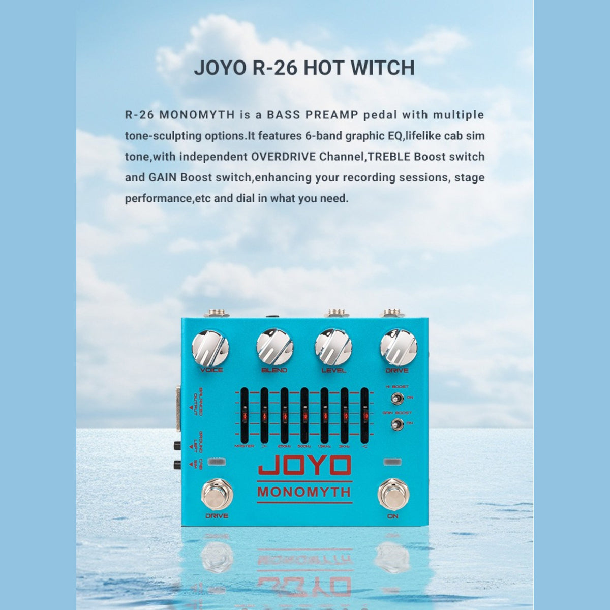 Joyo R26 "Monomyth" Dual Channel 6-Band EQ Bass Preamp & DI Pedal w/ Overdrive