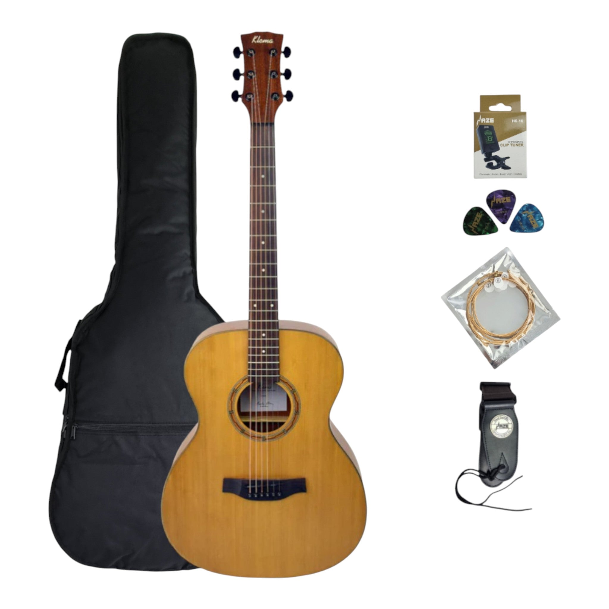 Klema K100JC Solid Canadian Cedar Top Mahogany Body Jumbo Acoustic Guitar - Natural