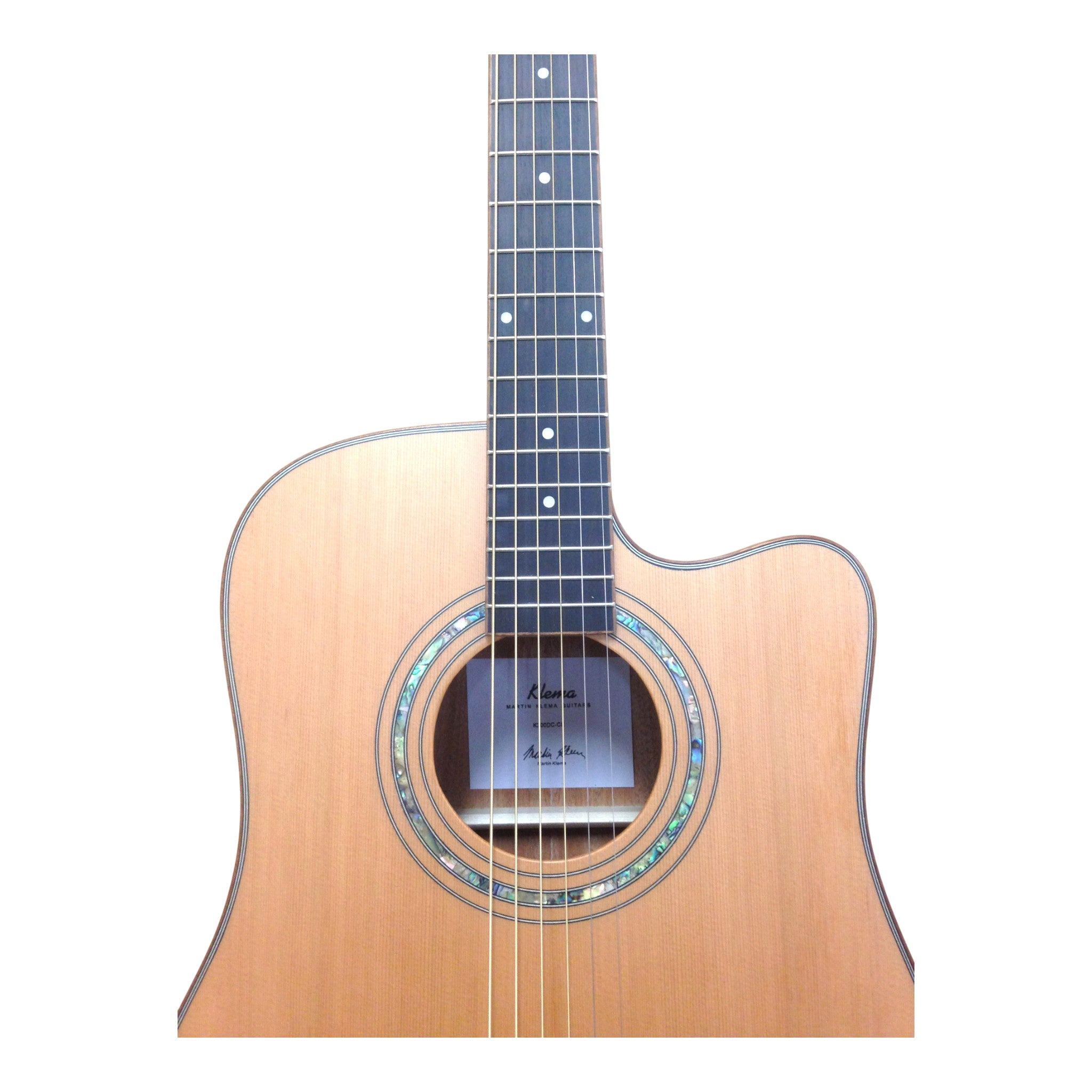 Klema K200DCCE Solid Canadian Cedar Top Flamed Maple Body Dreadnought Cutaway Acoustic Guitar - Natural