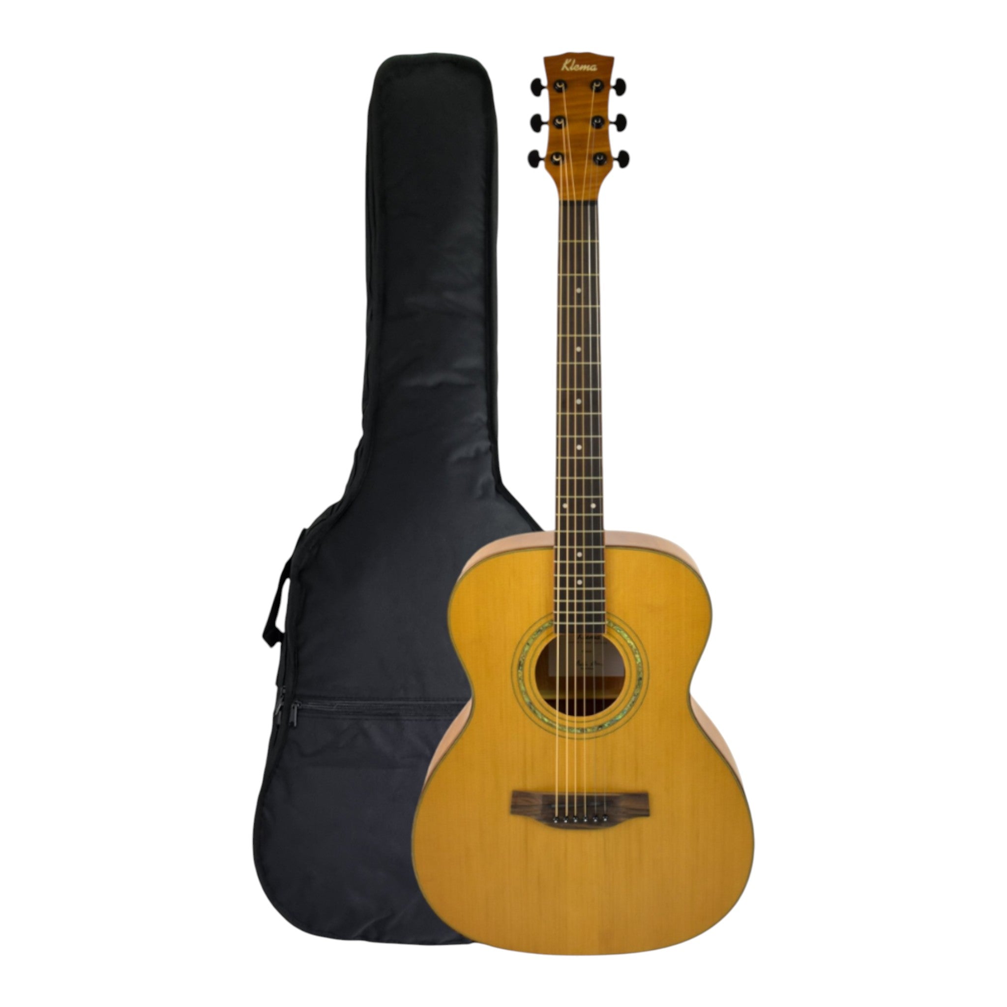 Klema K200JC Solid Canadian Cedar Top Flamed Mahogany Body Jumbo Acoustic Guitar - Natural