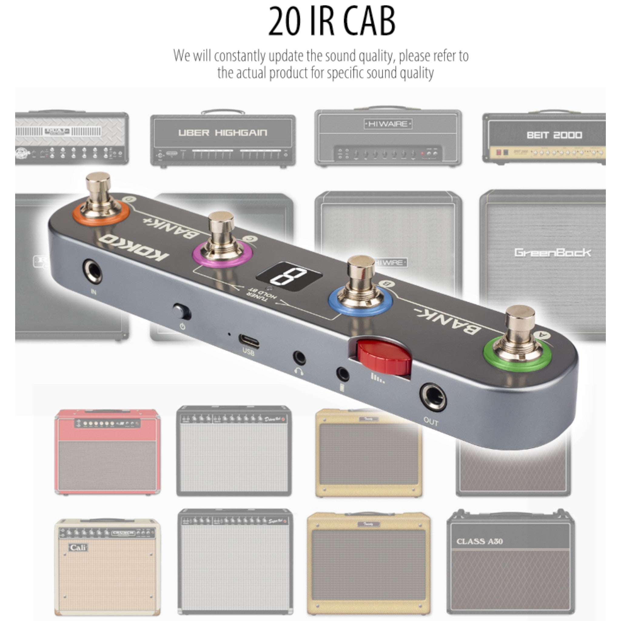 (PREORDER: MID OCT 2026) Kokko KE1 Multi-Functional Portable Guitar Effects Processor Pedal w/ Amp and IR Cab Simulations & USB Audio Interface