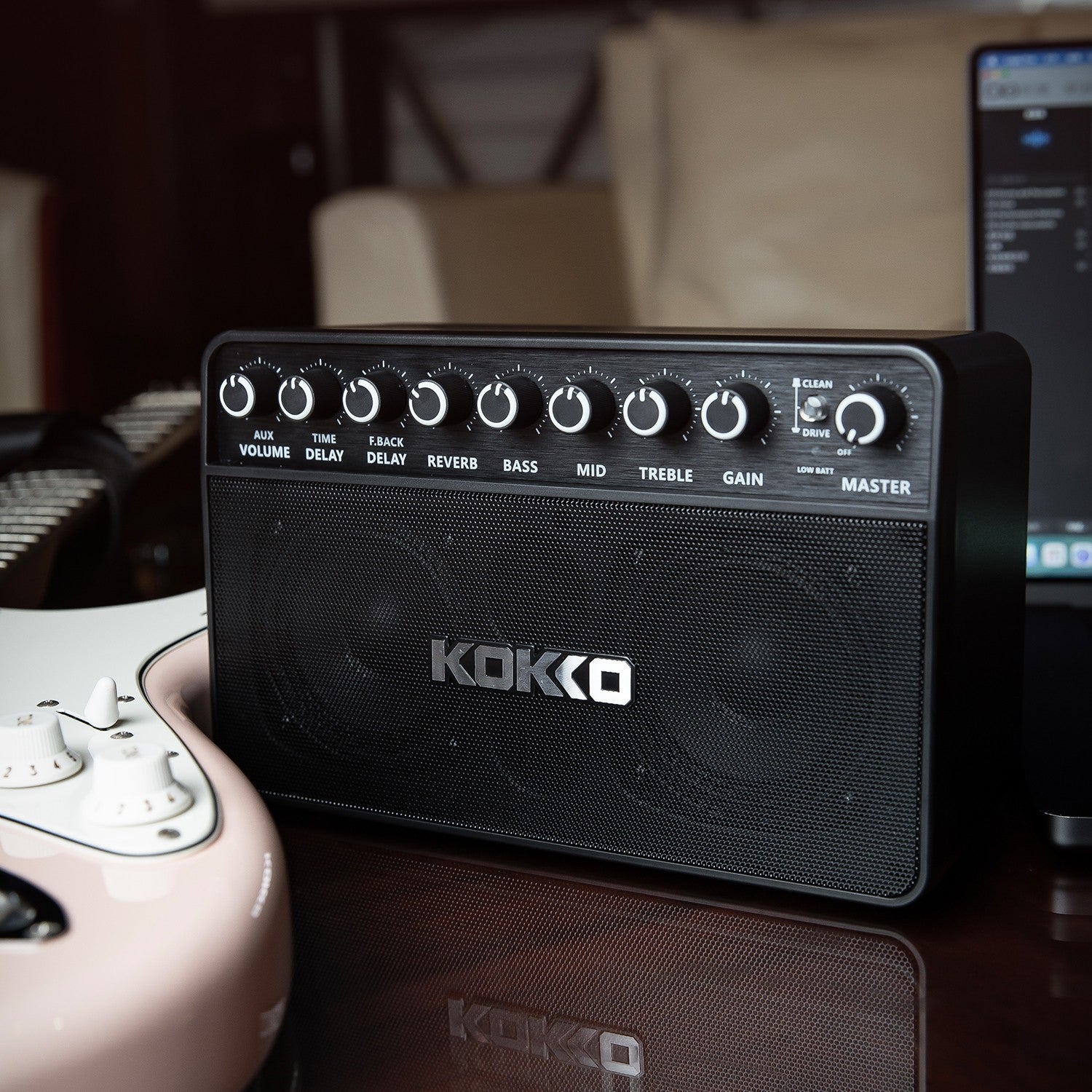 (PREDORDER: MID OCT 2026) Kokko KG20 20W Portable Rechargable Modeling Electric Guitar Amplifier w/ Bluetooth & Headphone Output