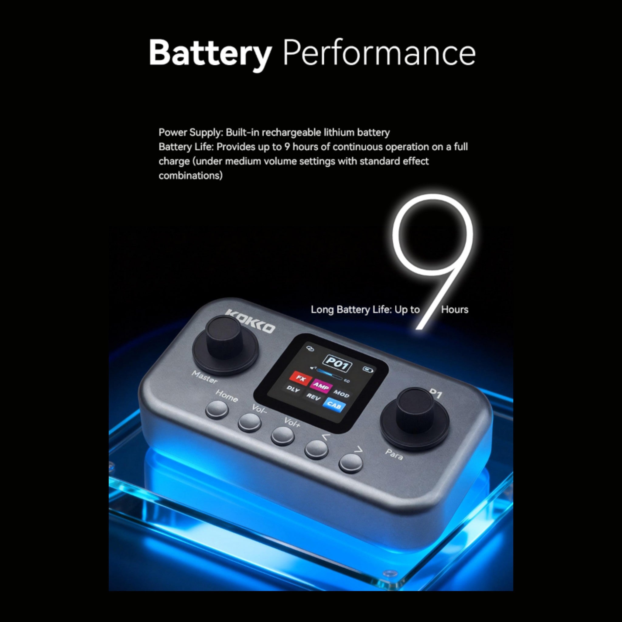 (PREORDER: MID OCT 2026) Kokko P1 Multi-Effects Guitar & Bass Processor w/ Amp + IR Cabinet Simulation & USB Audio Interface