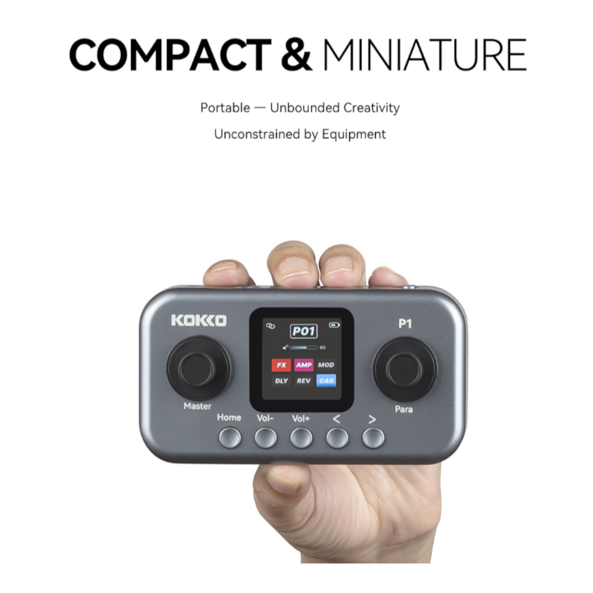 (PREORDER: MID OCT 2026) Kokko P1 Multi-Effects Guitar & Bass Processor w/ Amp + IR Cabinet Simulation & USB Audio Interface