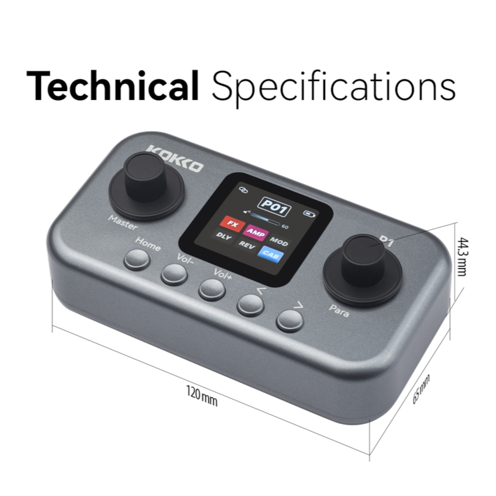 (PREORDER: MID OCT 2026) Kokko P1 Multi-Effects Guitar & Bass Processor w/ Amp + IR Cabinet Simulation & USB Audio Interface