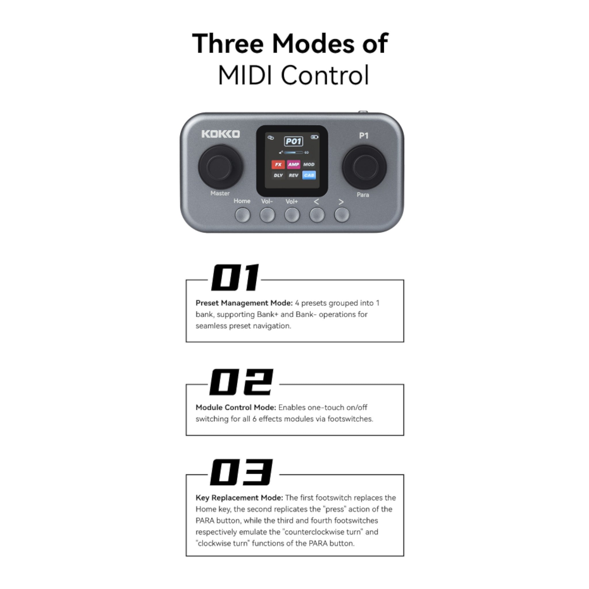 (PREORDER: MID OCT 2026) Kokko P1 Multi-Effects Guitar & Bass Processor w/ Amp + IR Cabinet Simulation & USB Audio Interface