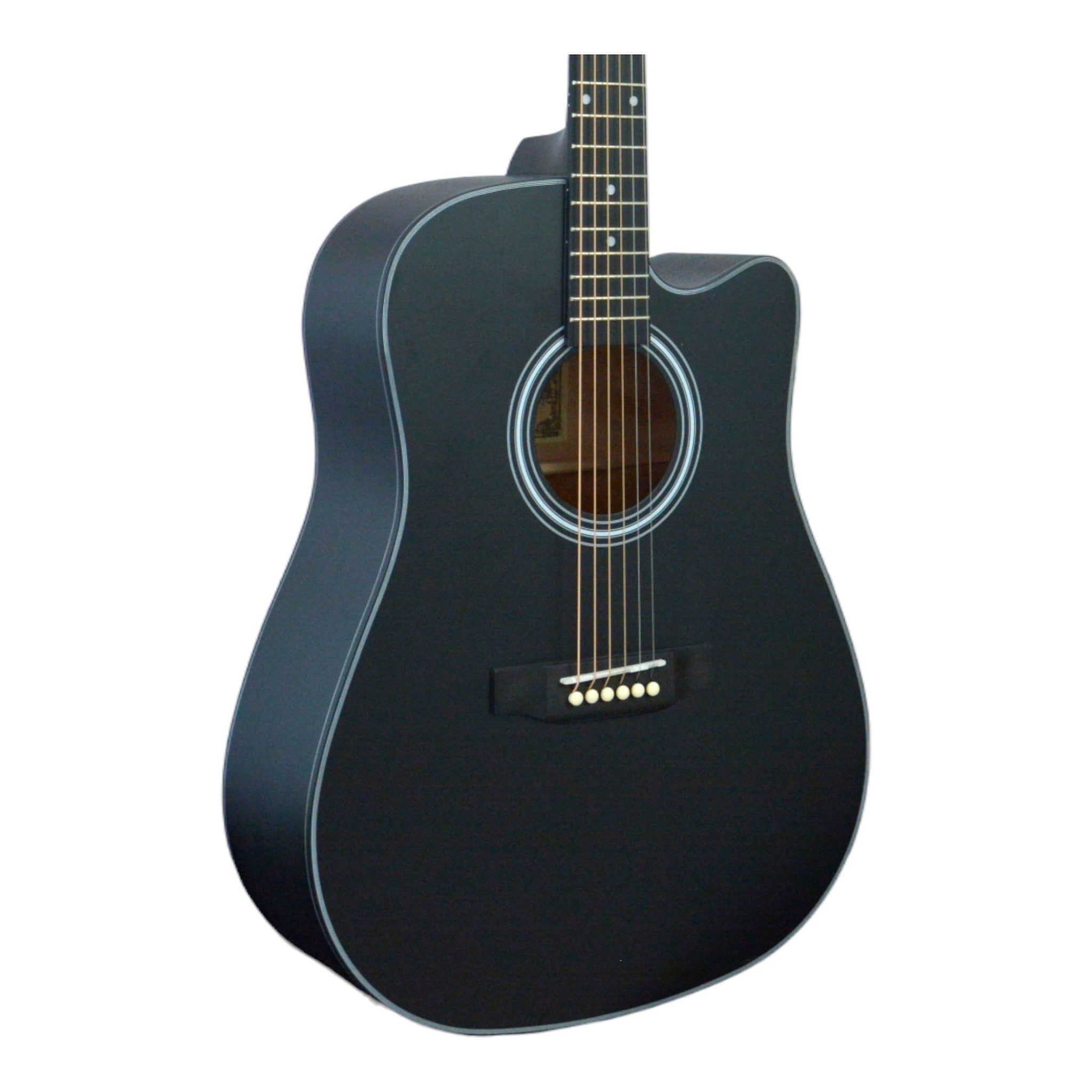Mentreel HB6DCBK 41" Spruce Top Dreadnought Cutaway Acoustic Guitar - Black Matte