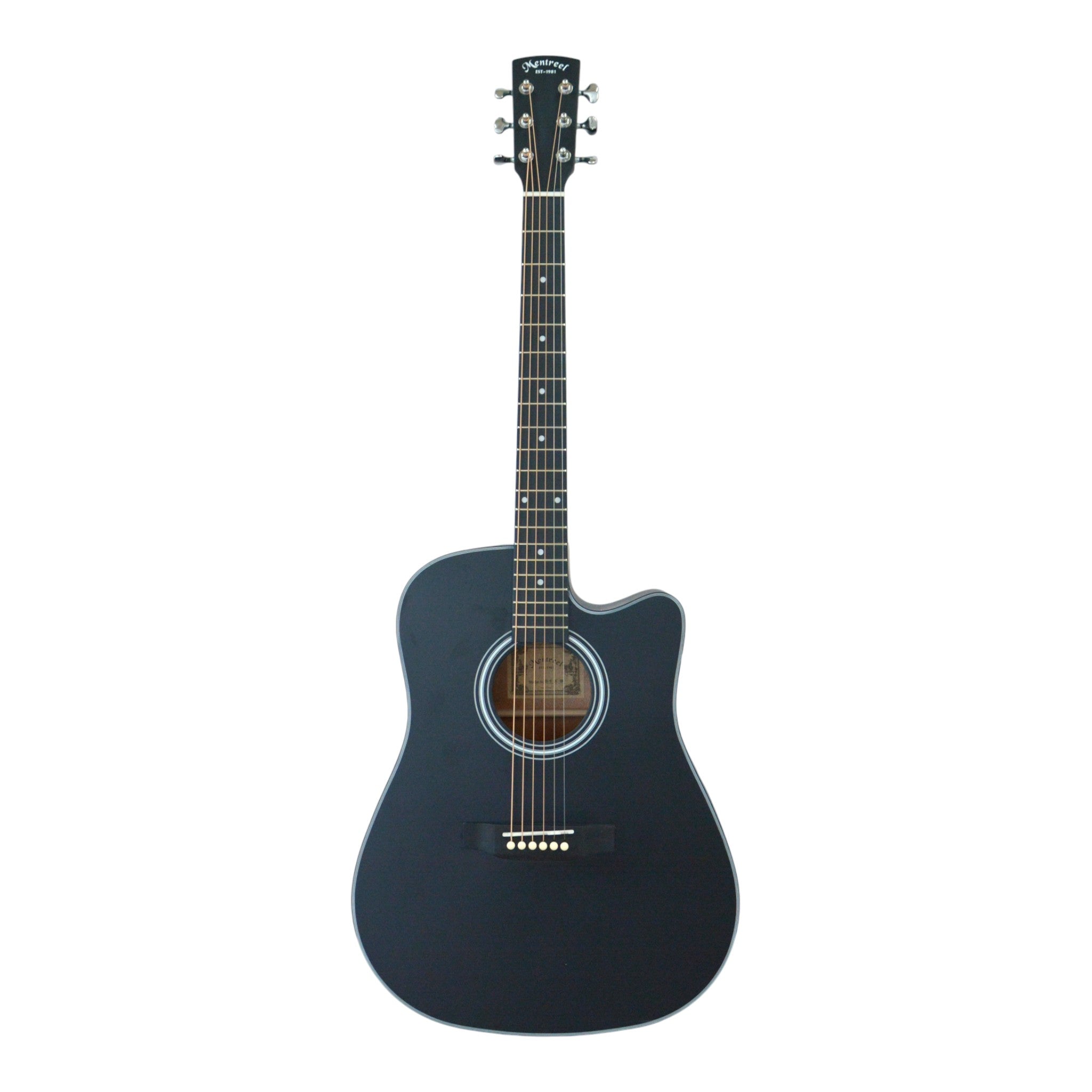 Mentreel HB6DCBK 41" Spruce Top Dreadnought Cutaway Acoustic Guitar - Black Matte