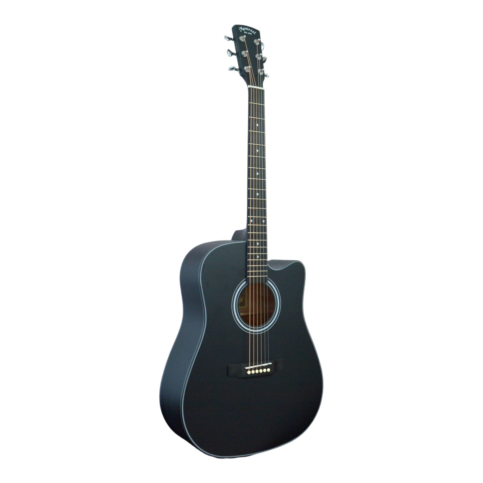 Mentreel HB6DCBK 41" Spruce Top Dreadnought Cutaway Acoustic Guitar - Black Matte