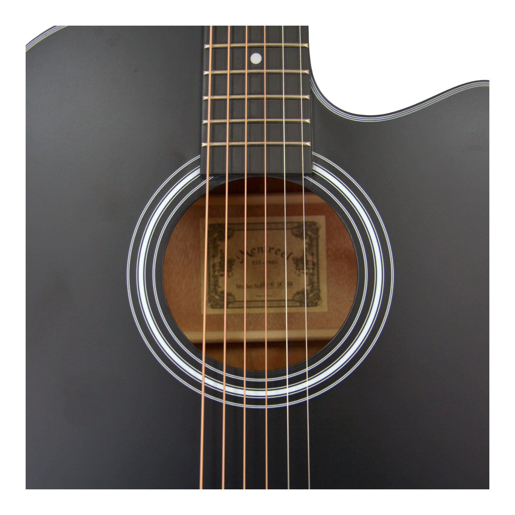 Mentreel HB6DCBK 41" Spruce Top Dreadnought Cutaway Acoustic Guitar - Black Matte