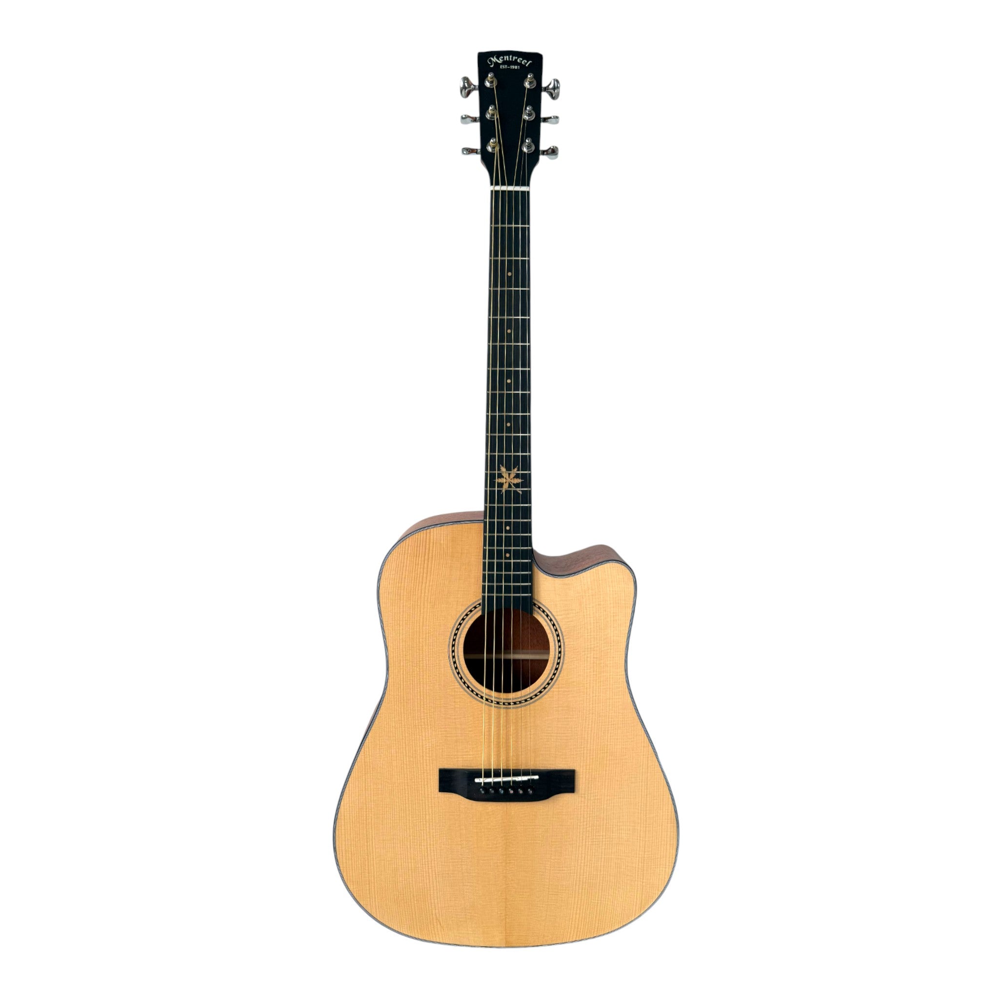 Mentreel HB8DC 41" Sitka Spruce Top Dreadnought Cutaway Acoustic Guitar - Leaf Inlay - Natural Matte