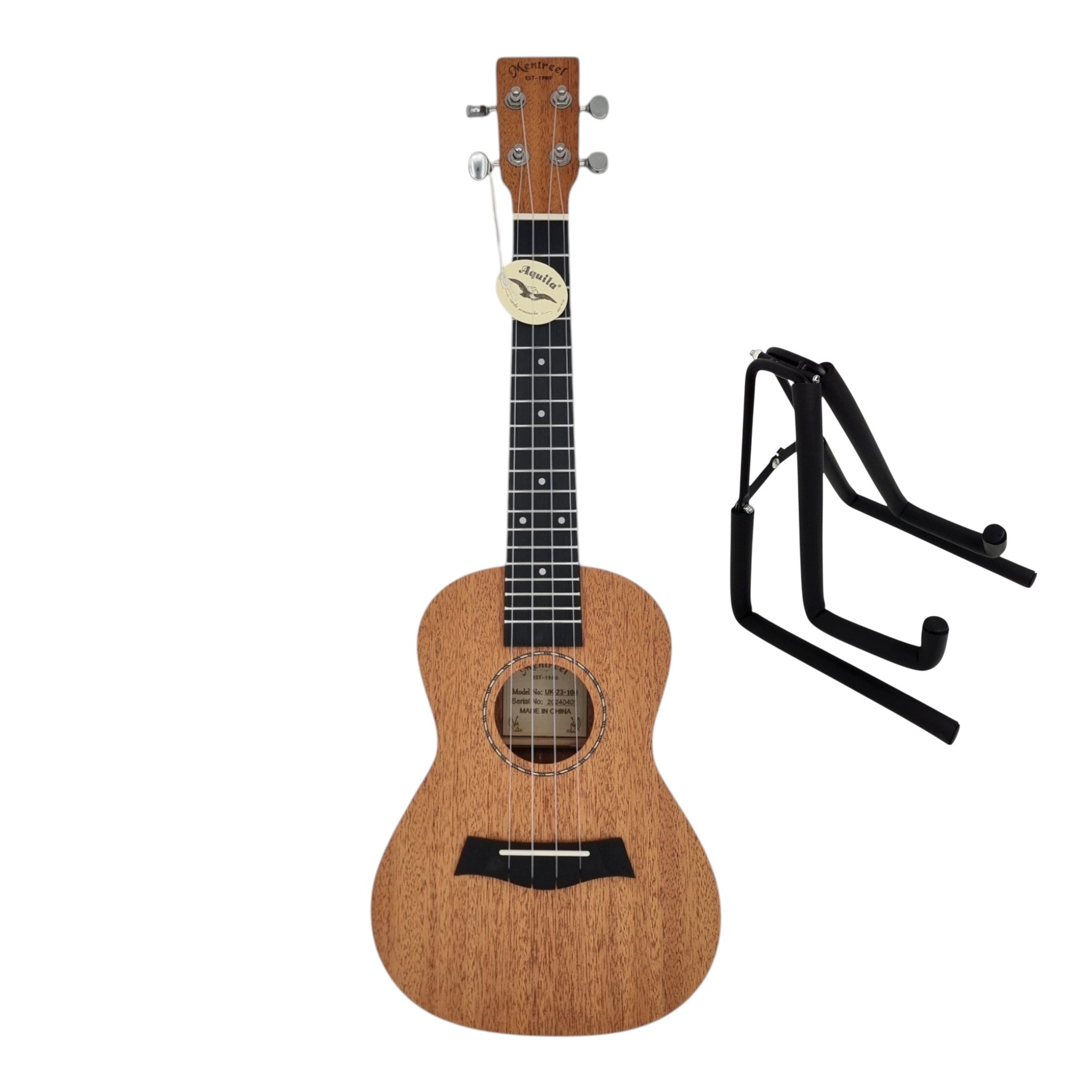 Mentreel UK23100 All Mahogany Concert Concert Ukulele (23-Inch) + Ukulele Stand