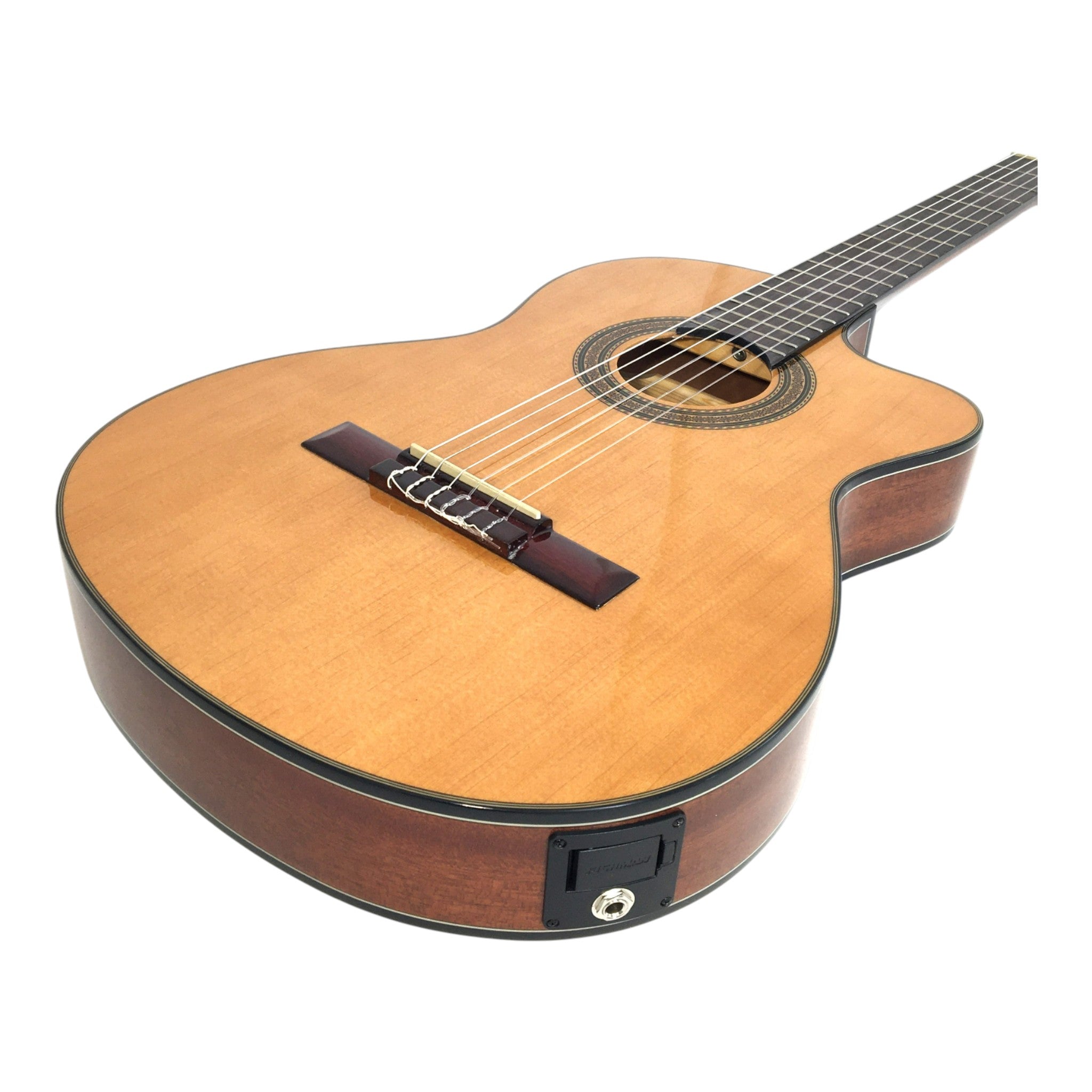 Miguel Rosales C3BCEQSM Solid Spruce Thin-Body Cutaway Built-In Pickup/Tuner Classical Guitar - Natural