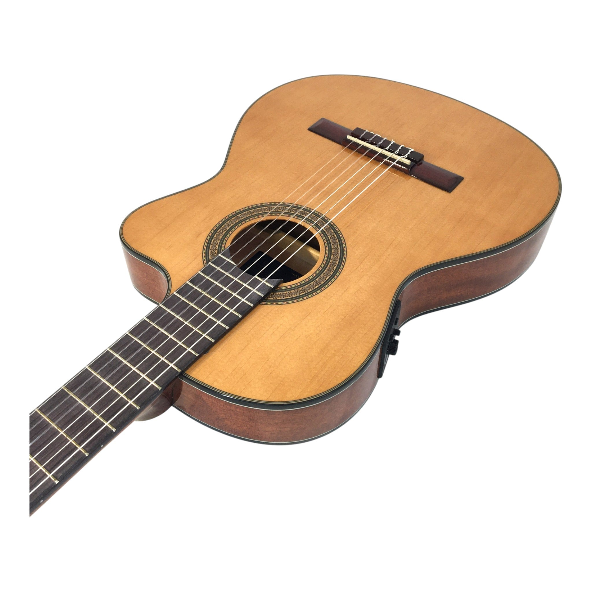 Miguel Rosales C3BCEQSM Solid Spruce Thin-Body Cutaway Built-In Pickup/Tuner Classical Guitar - Natural