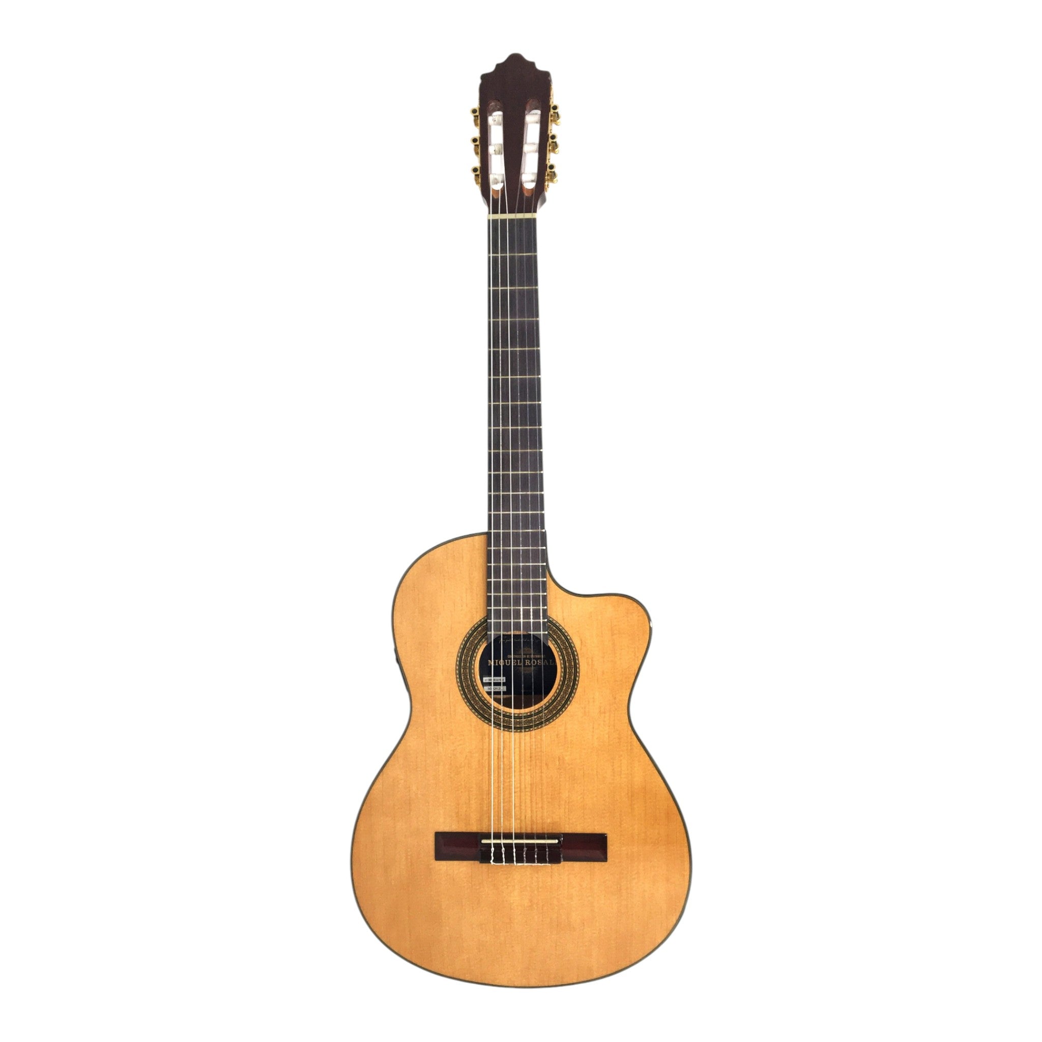 Miguel Rosales C3BCEQSM Solid Spruce Thin-Body Cutaway Built-In Pickup/Tuner Classical Guitar - Natural