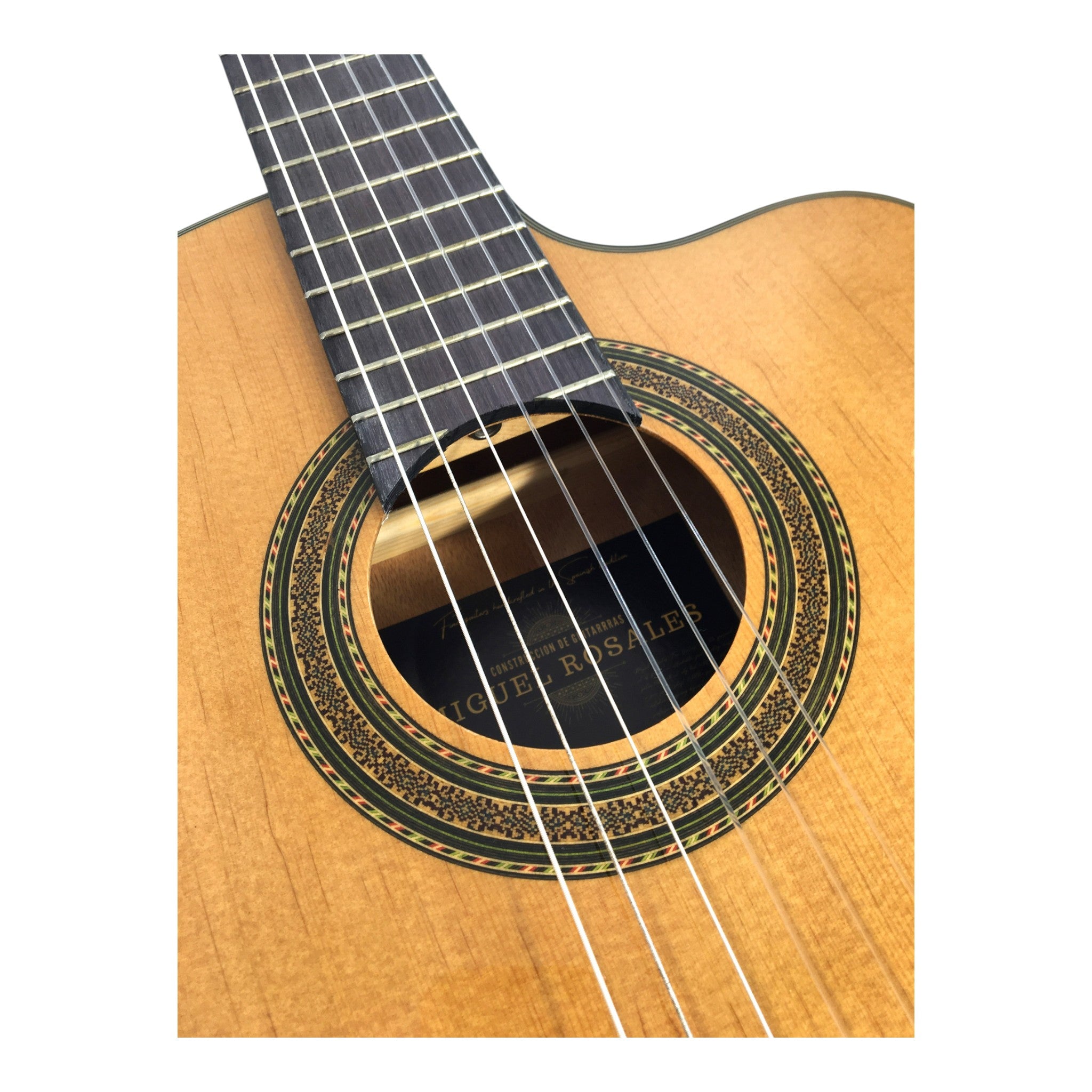 Miguel Rosales C3BCEQSM Solid Spruce Thin-Body Cutaway Built-In Pickup/Tuner Classical Guitar - Natural