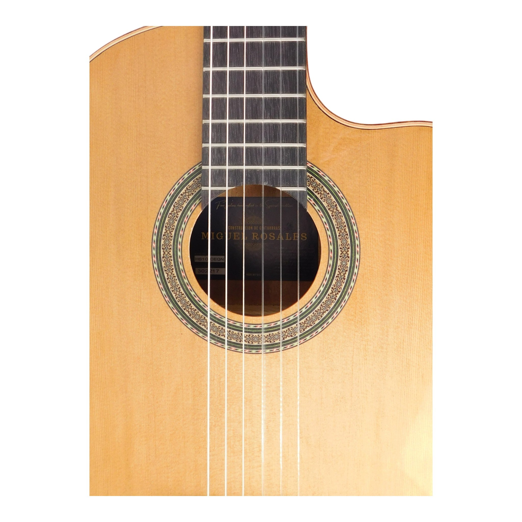 Miguel Rosales HS10CEQN Solid Canadian Cedar Cutaway Built-In Belcat Pickup/Tuner Classical Guitar - Natural