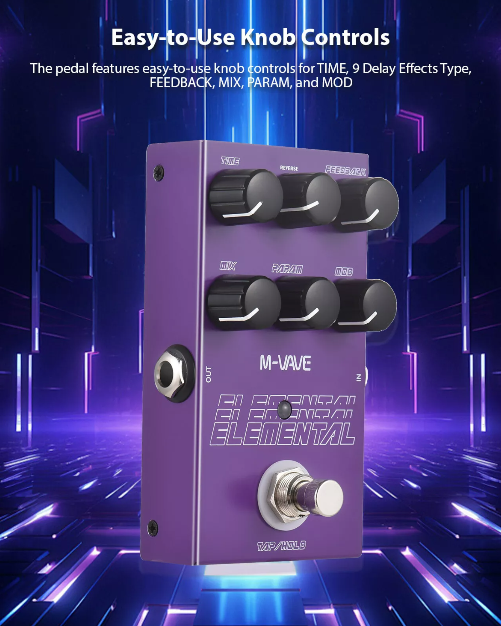 M-Vave Elemental Guitar Delay Effects Pedal / 9 Delay Effects - ELEMENTAL