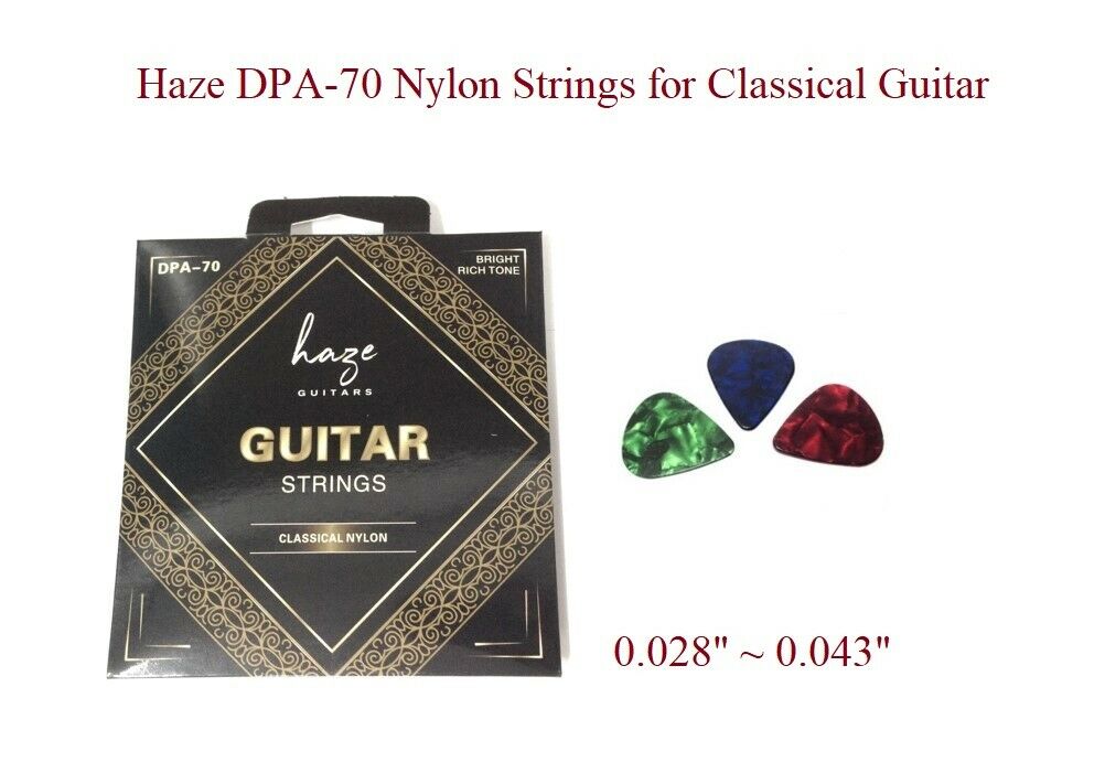 Haze DPA70 Classical Guitar Nylon Strings - Normal Tension + 3 Picks