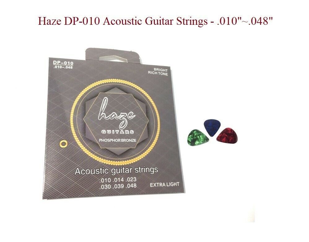 Haze DP010 Acoustic Guitar Strings - Extra Light + 3 Picks