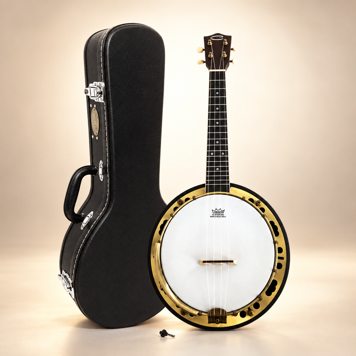 Caraya 4-String Maple Body Resonator Banjolele - Natural SBJUK118 with Optional Hard Case