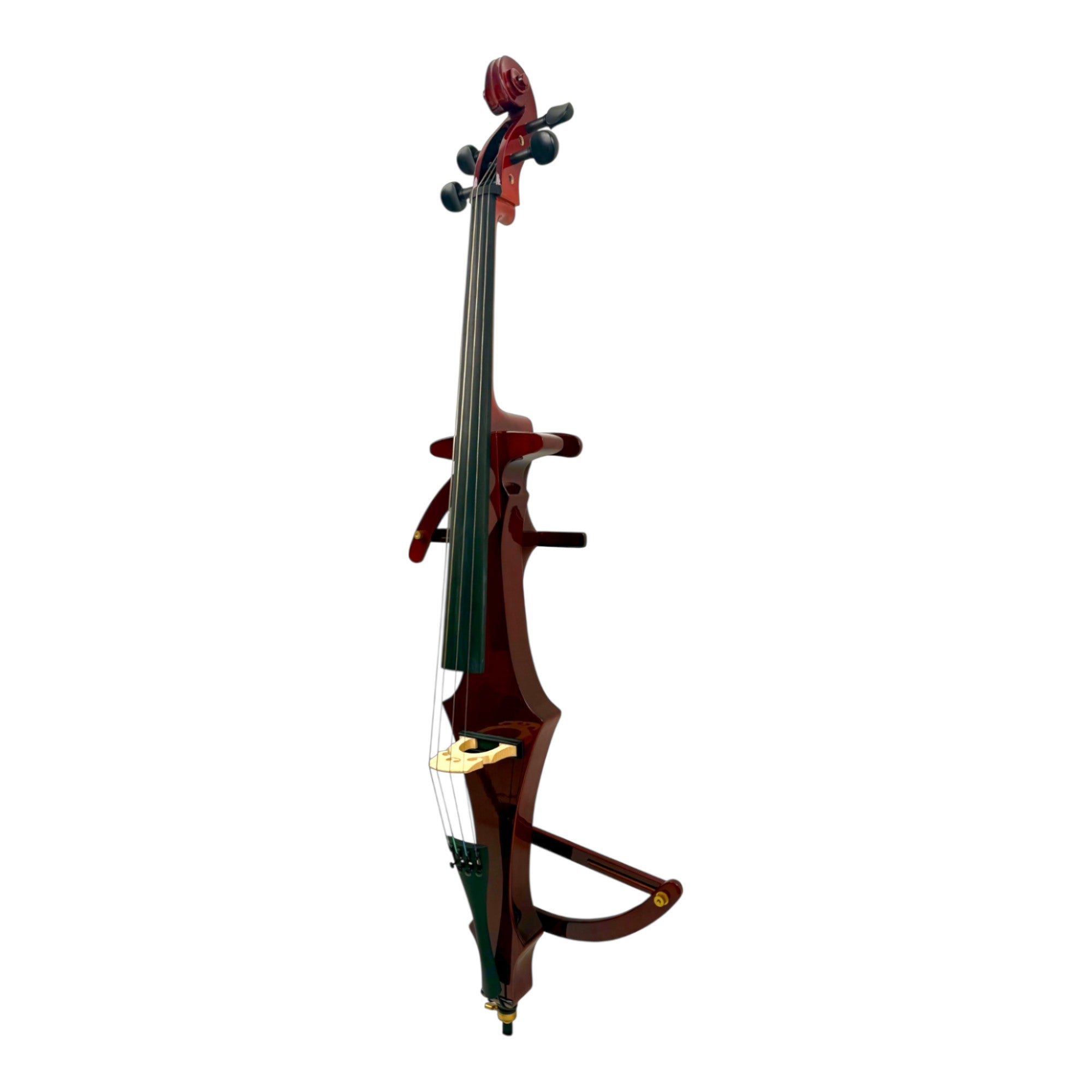 Symphony EC02R Foldable Hand-Carved Solid Catalpa Electric Cello Outfit in Woodgrain Red